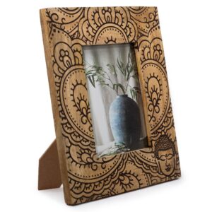 Lrg Mango Wood Picture Frame (for 13x18cm) 28x23x2cm - Buddha - Black