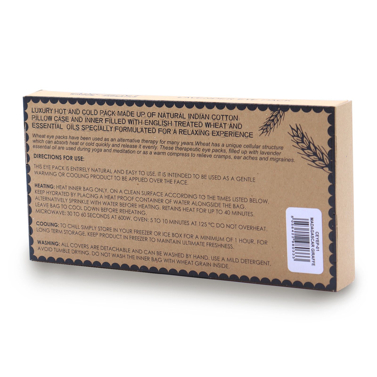 bG9jYWw6Ly9tZWRpYS85Ry8yRS82MFIzMEMxRzZSUzMyRTlHLzY0ZjM0MzExLmpwZWc.jpg Lavender Natural Cotton and Juco Eye Pillow in Gift Box - Madagascar Giraffe - Image 2