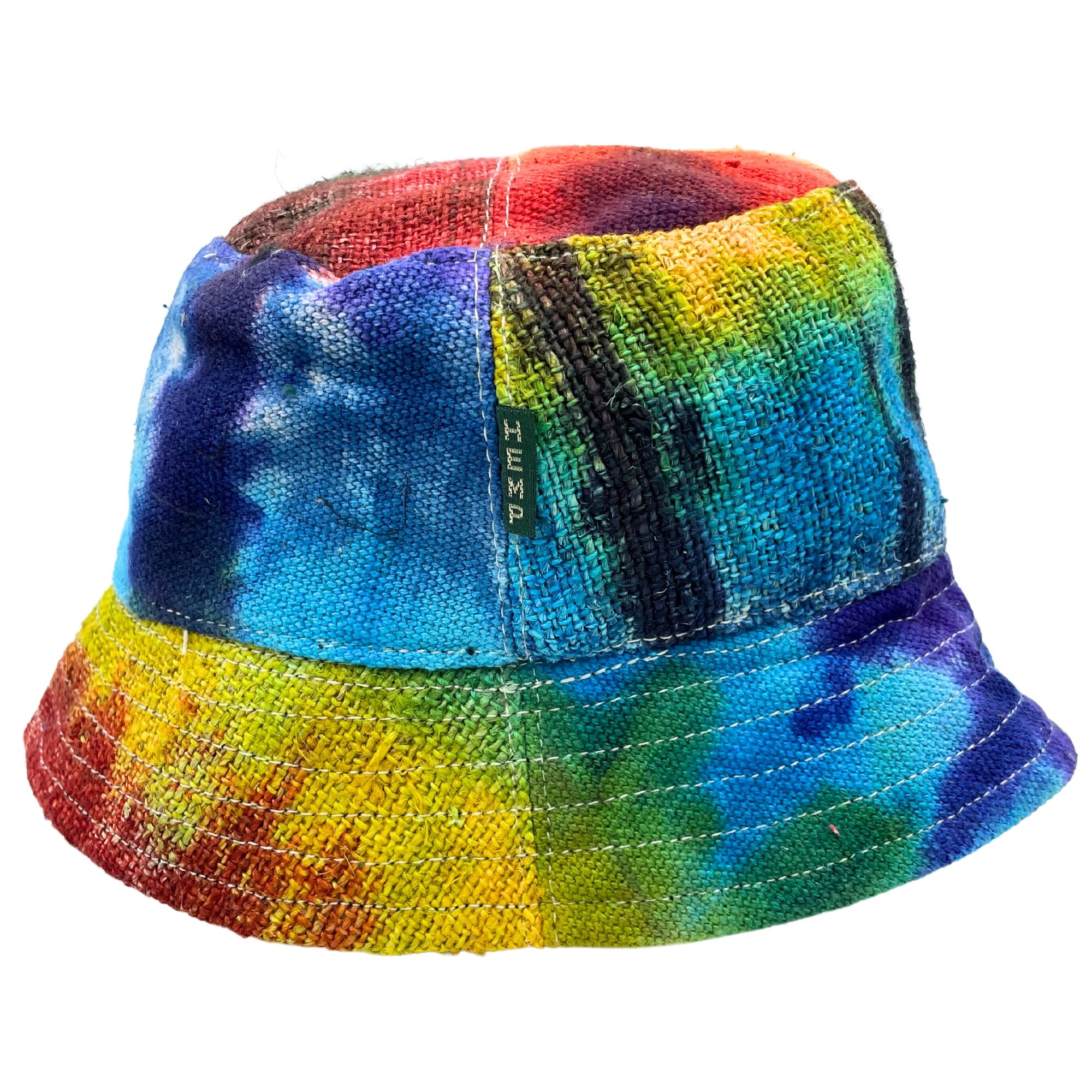 bG9jYWw6Ly9tZWRpYS85Ry9DQy82MFIzMEMxRzZXUjNDQzlHLzgwYjA1MzZmLmpwZWc.jpg Patched Hemp & Cotton Boho Festival Hat - Tiedye