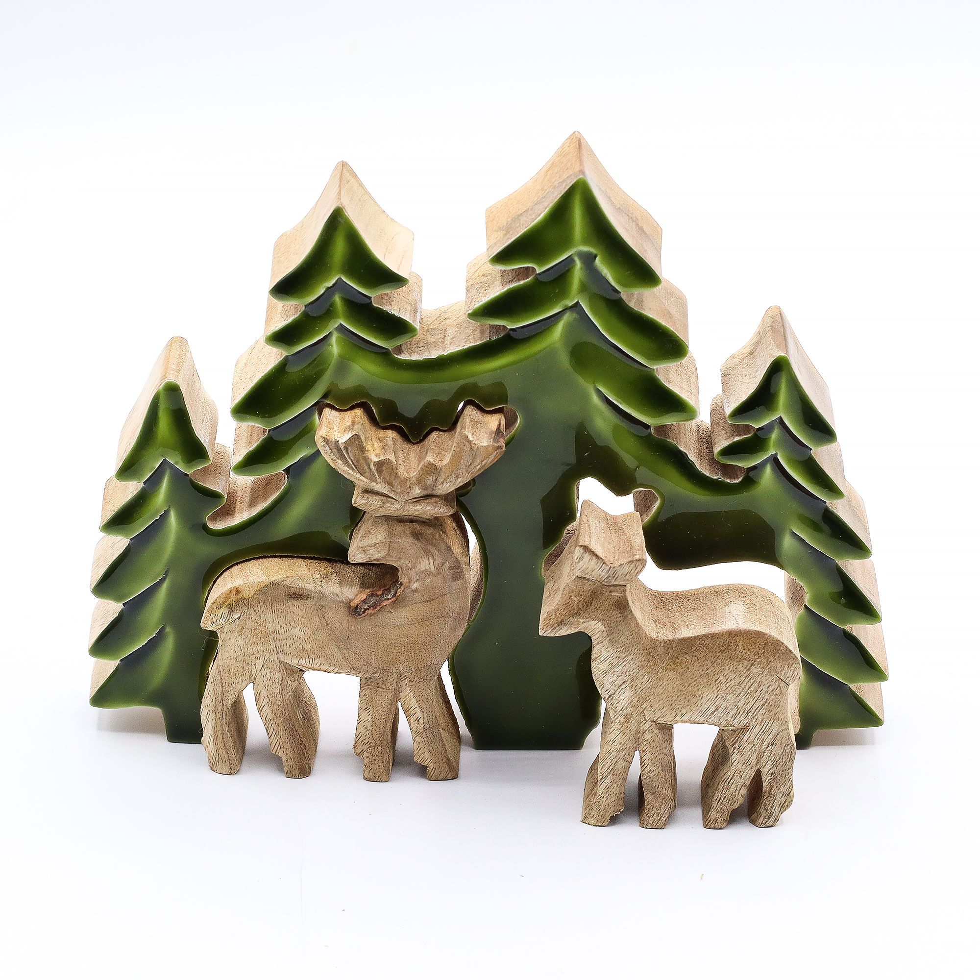 bG9jYWw6Ly9tZWRpYS85Ry9KRC82MFIzMEMxSjYwV0tKRDlHL2FiMWQxYWY5LmpwZw-1.jpg Lost in the Forrest - Two Dear in the Forrest 3D Wooden Decoration - 18x23cm - Image 7