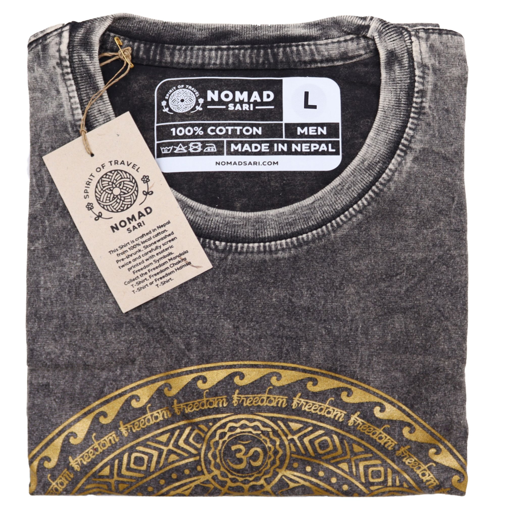 bG9jYWw6Ly9tZWRpYS85SC82RC82MFIzMEMxSDc0VEs2RDlIL2RmMTc4M2QzLmpwZWc.jpg Large Stone Washed T-Shirt - Chakra - Dark Grey - Image 2