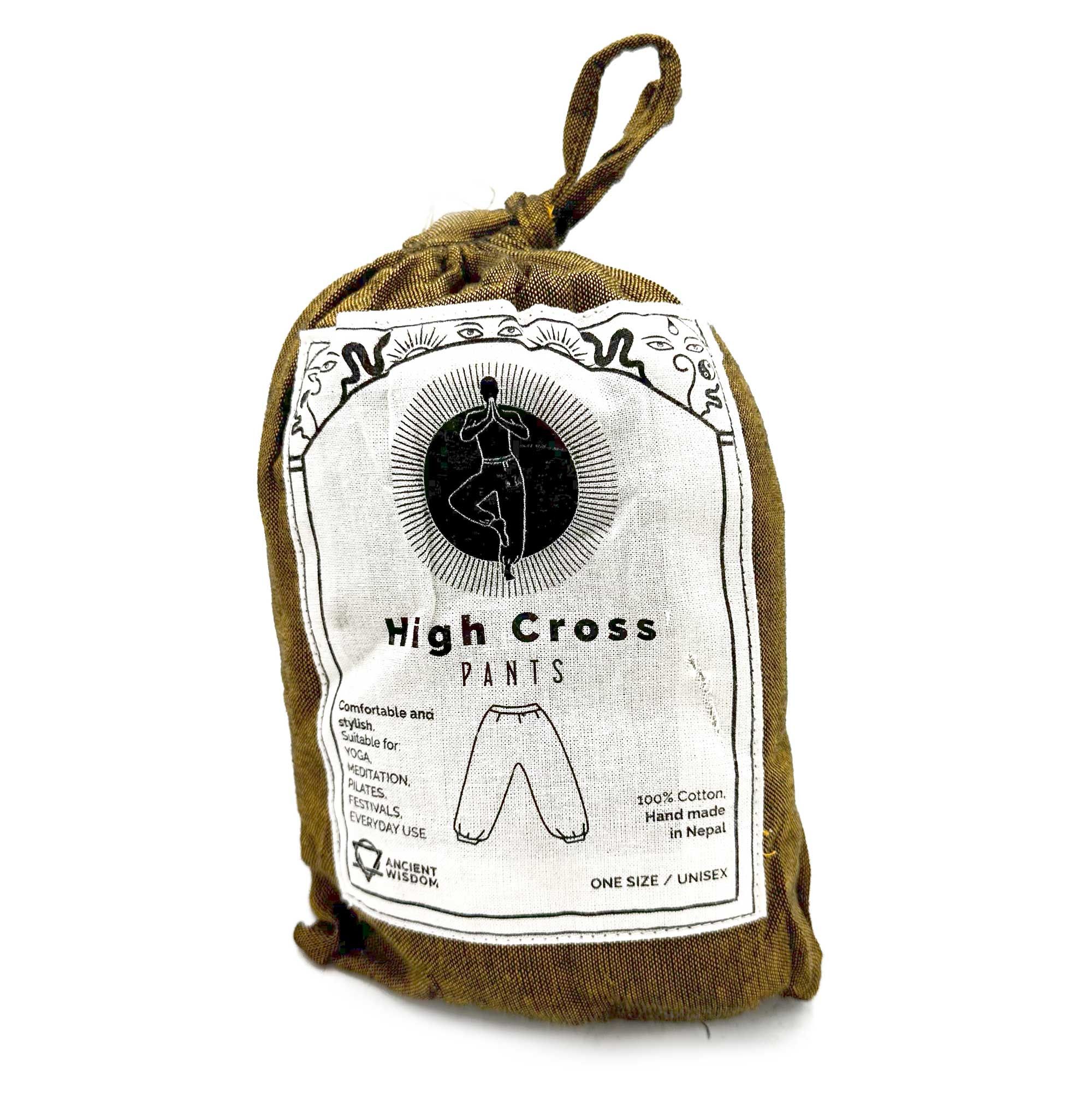 bG9jYWw6Ly9tZWRpYS85SC9BRC82MFIzMEMxRzZXUjNBRDlILzQ5Y2EyNDNiLmpwZWc.jpg Yoga and Festival Pants - High Cross Himalayan Print on Orange - Image 3