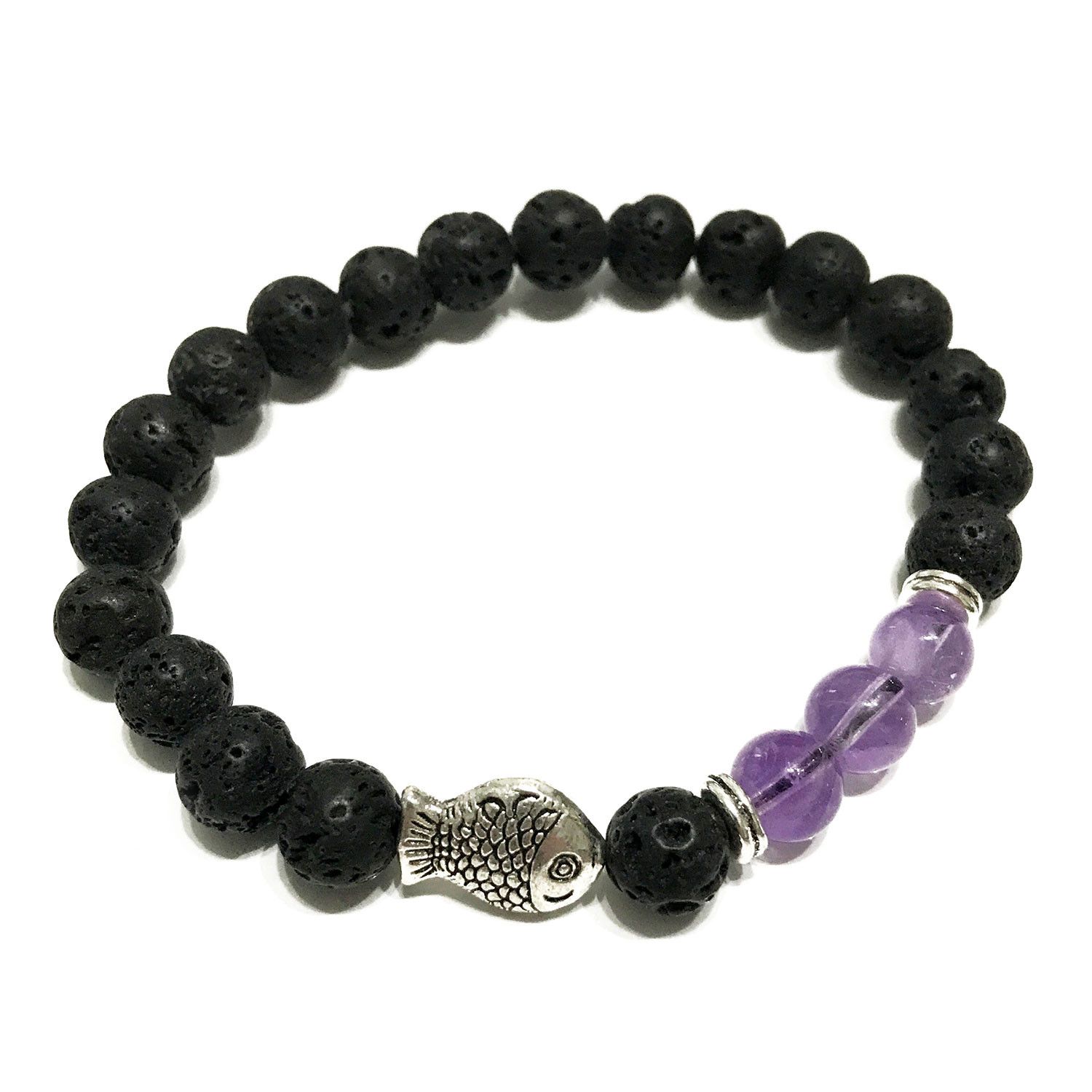 bG9jYWw6Ly9tZWRpYS85SC9HRS82MFIzMEMxRzZNVDNHRTlILzVlYWIwMTliLmpwZWc.jpg Lava Stone Bracelet - Fish Amethyst