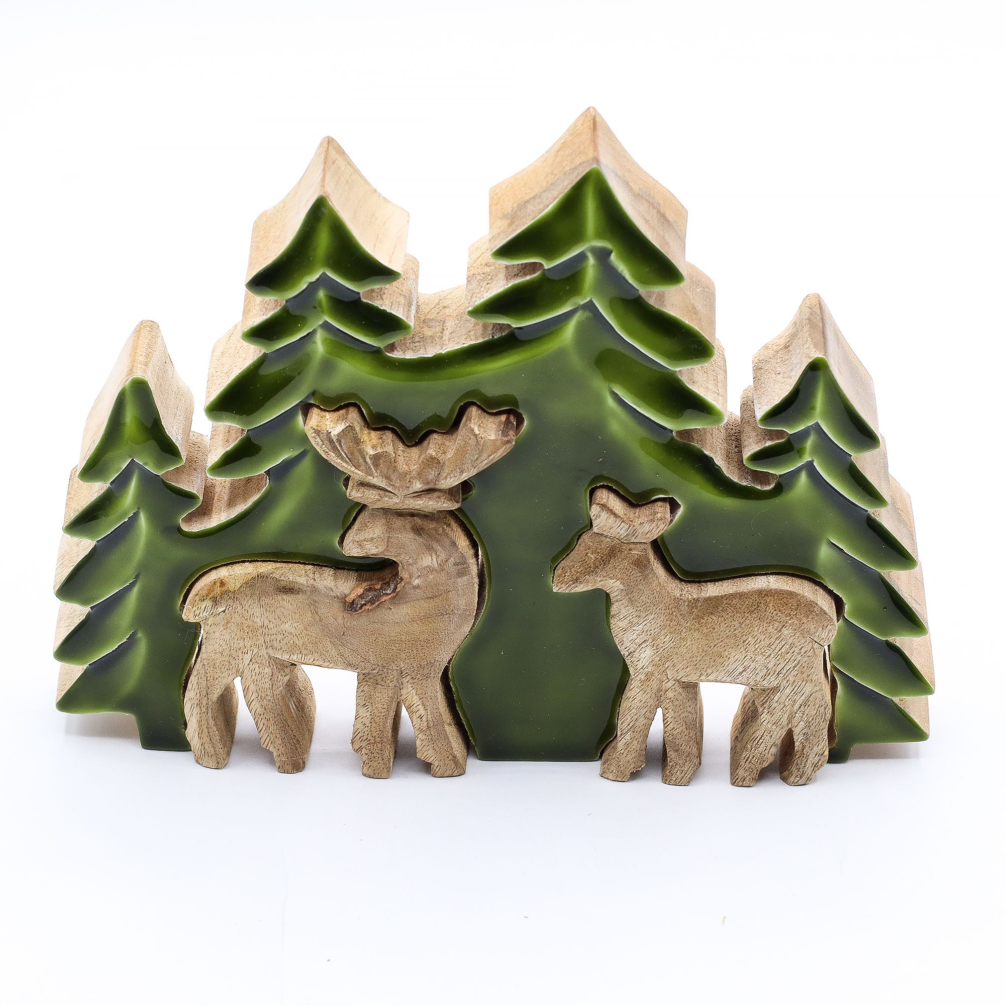 bG9jYWw6Ly9tZWRpYS85SC9KRC82MFIzMEMxSjYwV0tKRDlIL2NlMjVhMjI5LmpwZw-1.jpg Lost in the Forrest - Two Dear in the Forrest 3D Wooden Decoration - 18x23cm - Image 6