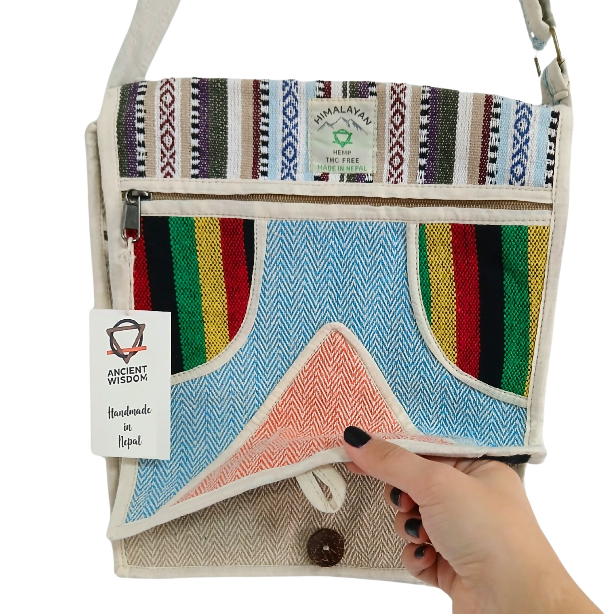 bG9jYWw6Ly9tZWRpYS85Sy8wQy82MFIzMEMxRzZXVEswQzlLLzY1NWUxMzY3LmpwZWc.jpg Hemp Laptop Messenger Bag - Triangle - Image 2