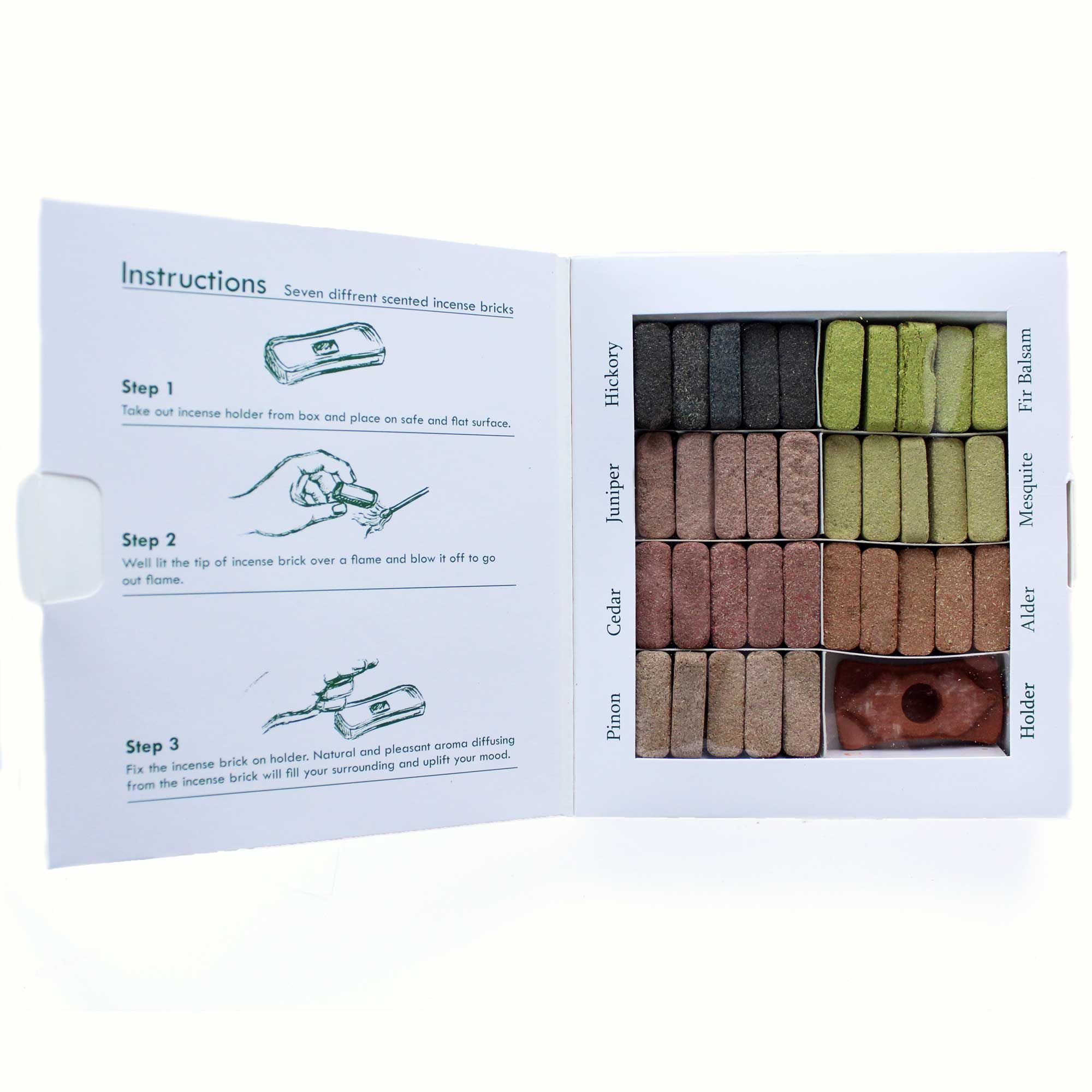 bG9jYWw6Ly9tZWRpYS85Sy8wRS82MFIzMEMxRzZXUkswRTlLLzZhZDY4ZWUwLmpwZWc.jpg Display Set of 70 Incense Smudge Bricks and Burner - 7 Earthy Himalaya Incenso