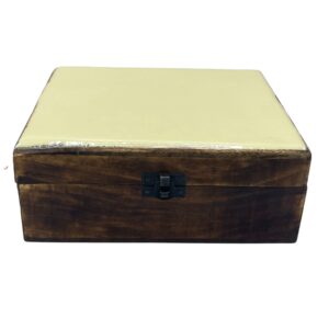Large Ceramic Glazed Wood Box - 20x15x7.5cm - Concrete