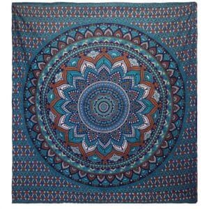 Double Cotton Bedspread + Wall Hanging - Classic Mandala - Turquoise