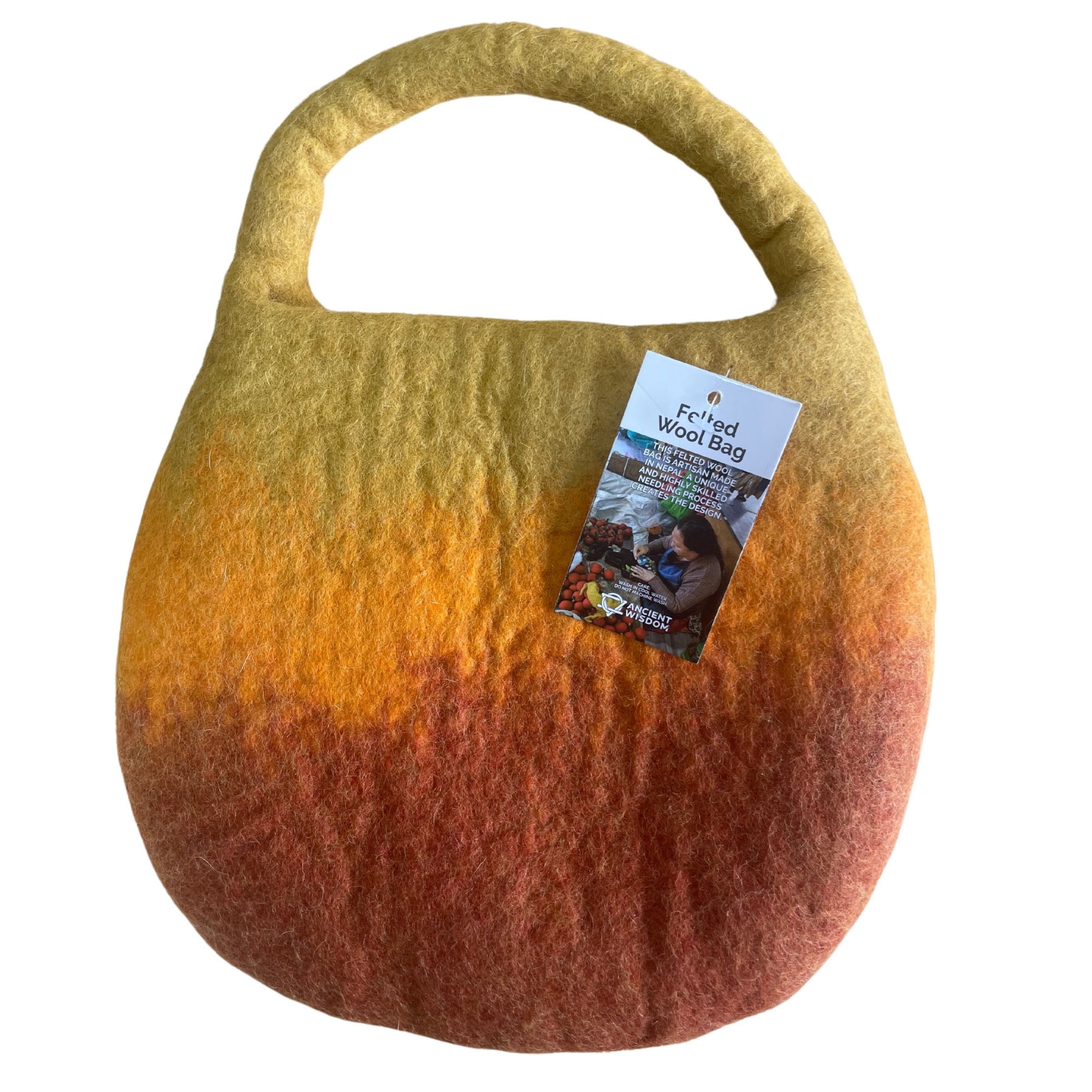 bG9jYWw6Ly9tZWRpYS85Sy9KRC82MFIzMEMxSDc0UzNKRDlLLzk5MGIwNjY0LmpwZWc.jpg Water Felted Bee Bag - One Handle with Magnet - Sunrise Orange - Image 3