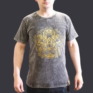 Small Stone Washed T-Shirt - Hamsa - Dark Grey
