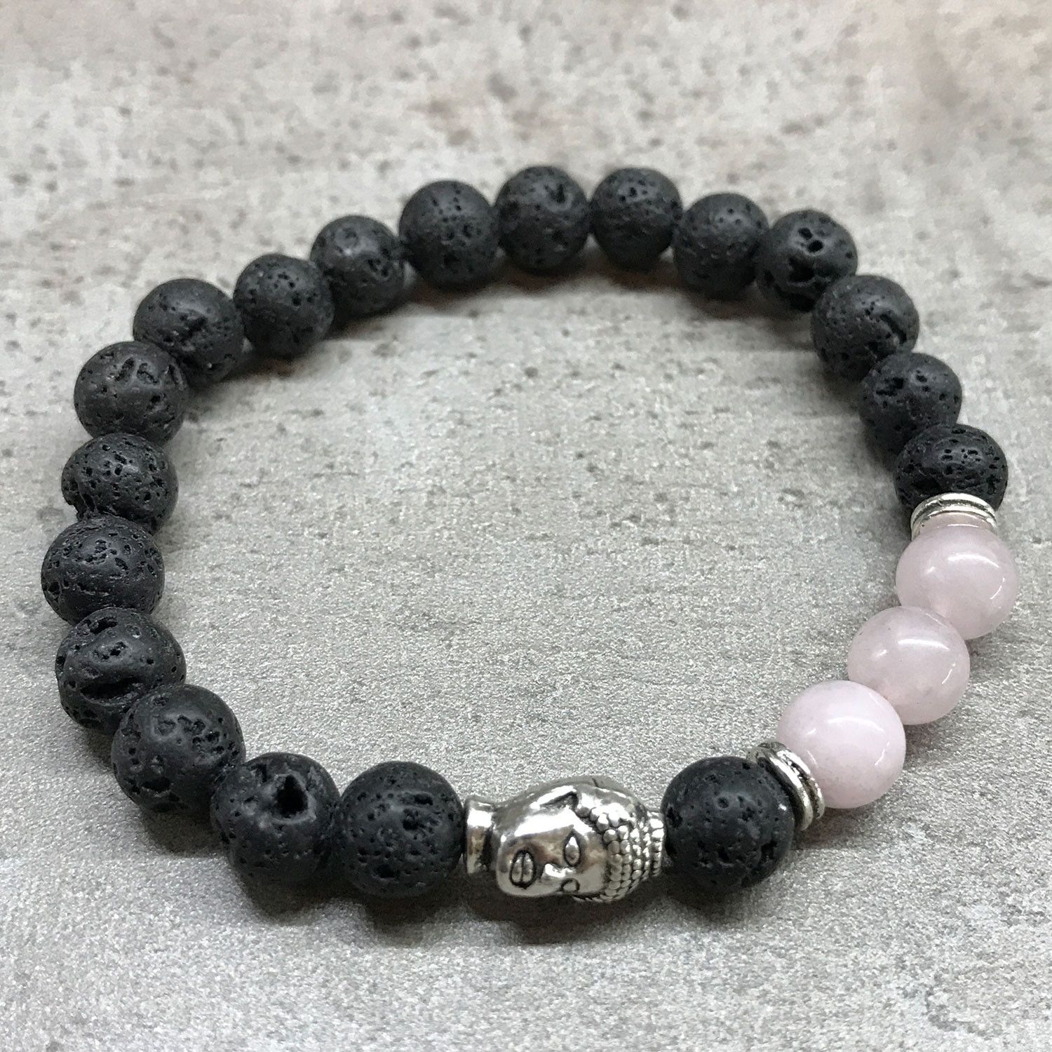 bG9jYWw6Ly9tZWRpYS85TS9HRS82MFIzMEMxRzZNVDNHRTlNL2M1NzllZjAzLmpwZWc.jpg Lava Stone Bracelet - Buddha Rose Quartz - Image 2