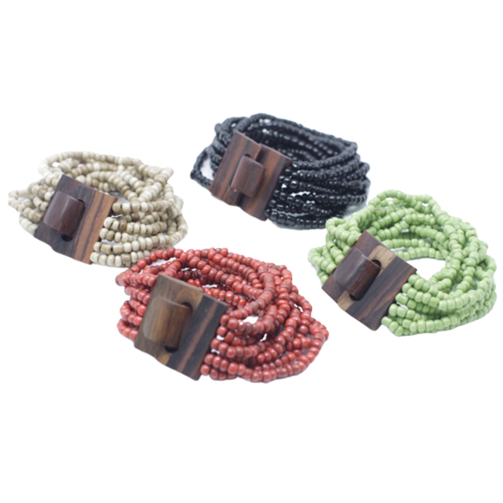 bG9jYWw6Ly9tZWRpYS85Ti84RS82MFIzMEMxRzZNVzM4RTlOLzJhNzk0N2M0LmpwZWc.jpg Multi-Bead Bangle Wooden Clasp - Assorted Colours - Image 2