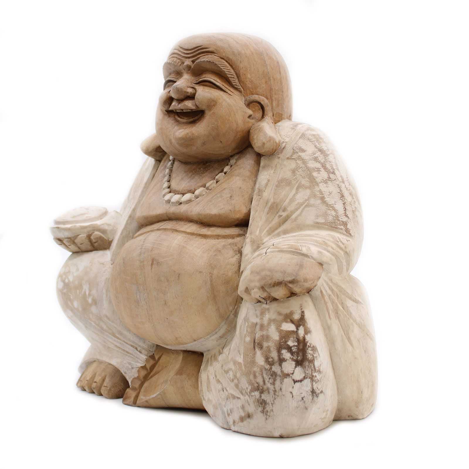 bG9jYWw6Ly9tZWRpYS85Ti9FQy82MFIzMEMxRzZSVDNFQzlOL2M0NGFjYTI1LmpwZWc-1.jpg Happy Buddha - Whitewash 30cm - Image 2