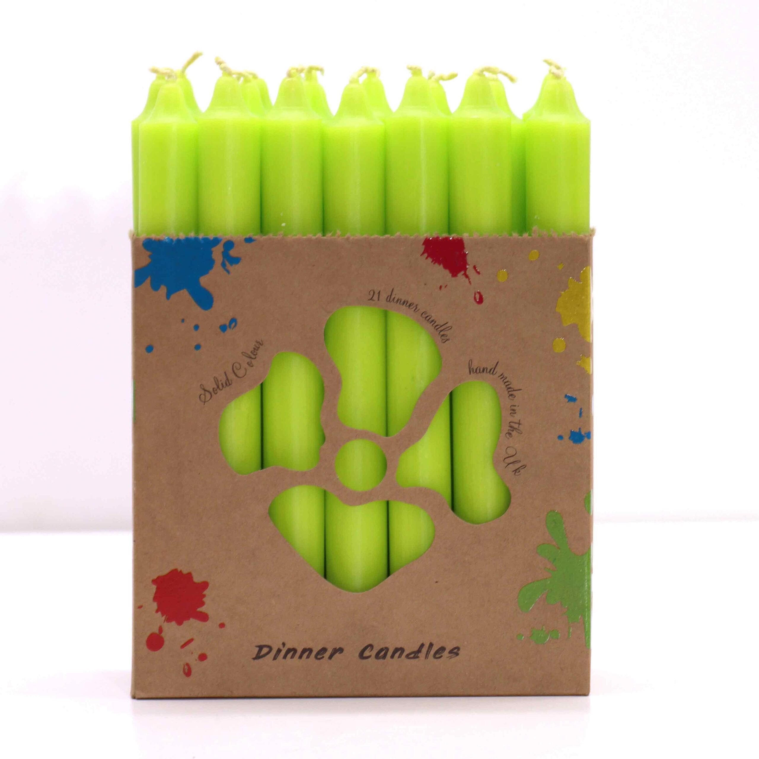 bG9jYWw6Ly9tZWRpYS85Ti9HRC82MFIzMEMxRzZXUjNHRDlOL2FjNzljMDE5LmpwZWc-1.jpg Solid Colour Dinner Candle Set - Pack of 21 - Rustic Lime Green - Image 3