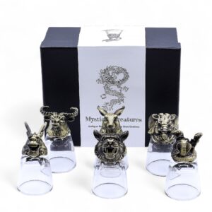 Gift Set of 6 Shot Glasses (50ml) - Mystical Creatures - Antique Bronze