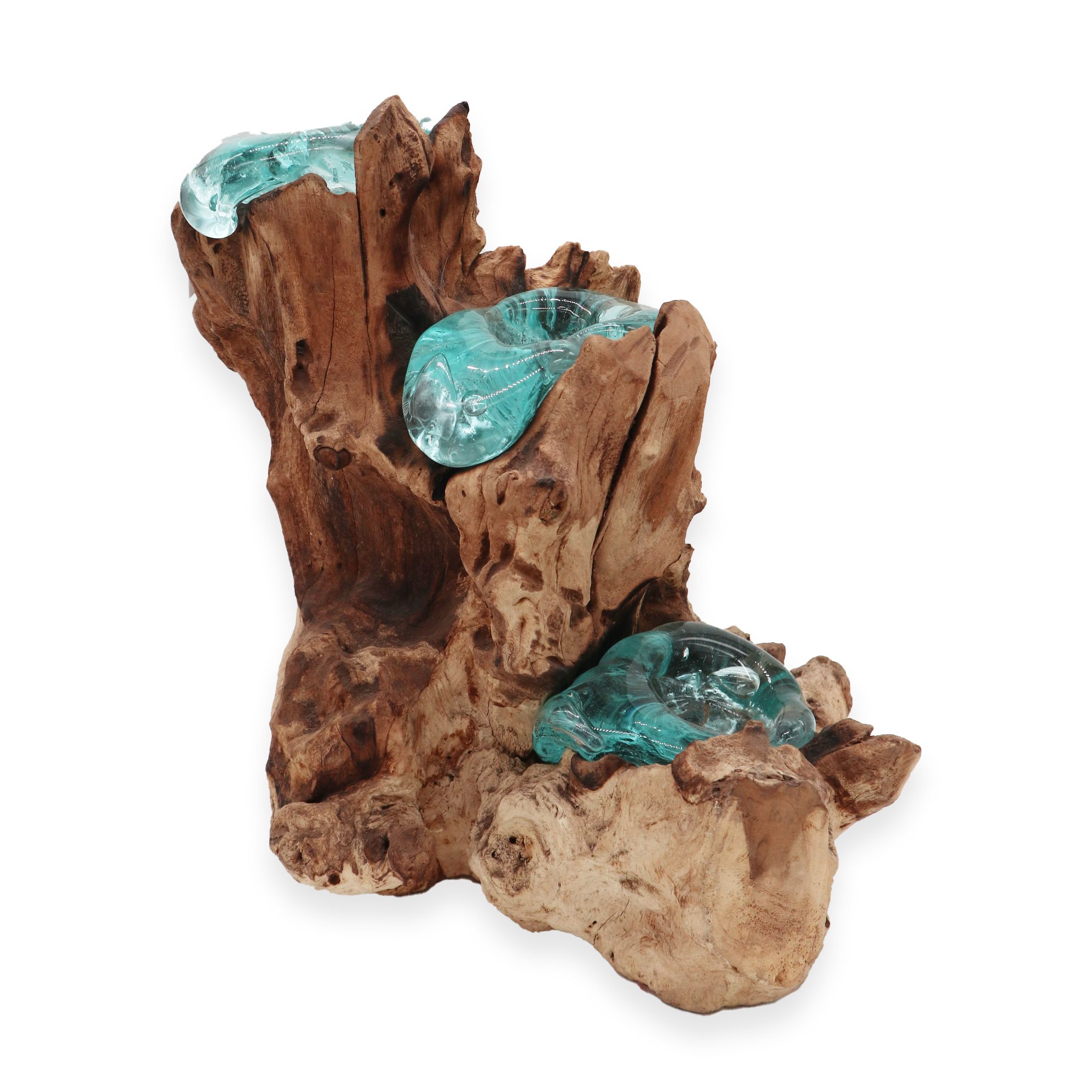 bG9jYWw6Ly9tZWRpYS85US84RS82MFIzMEMxRzZSVjM4RTlRLzdhYTA4YjUxLmpwZWc.jpg Molton Glass Triple Candle Holder on Wood - Image 8