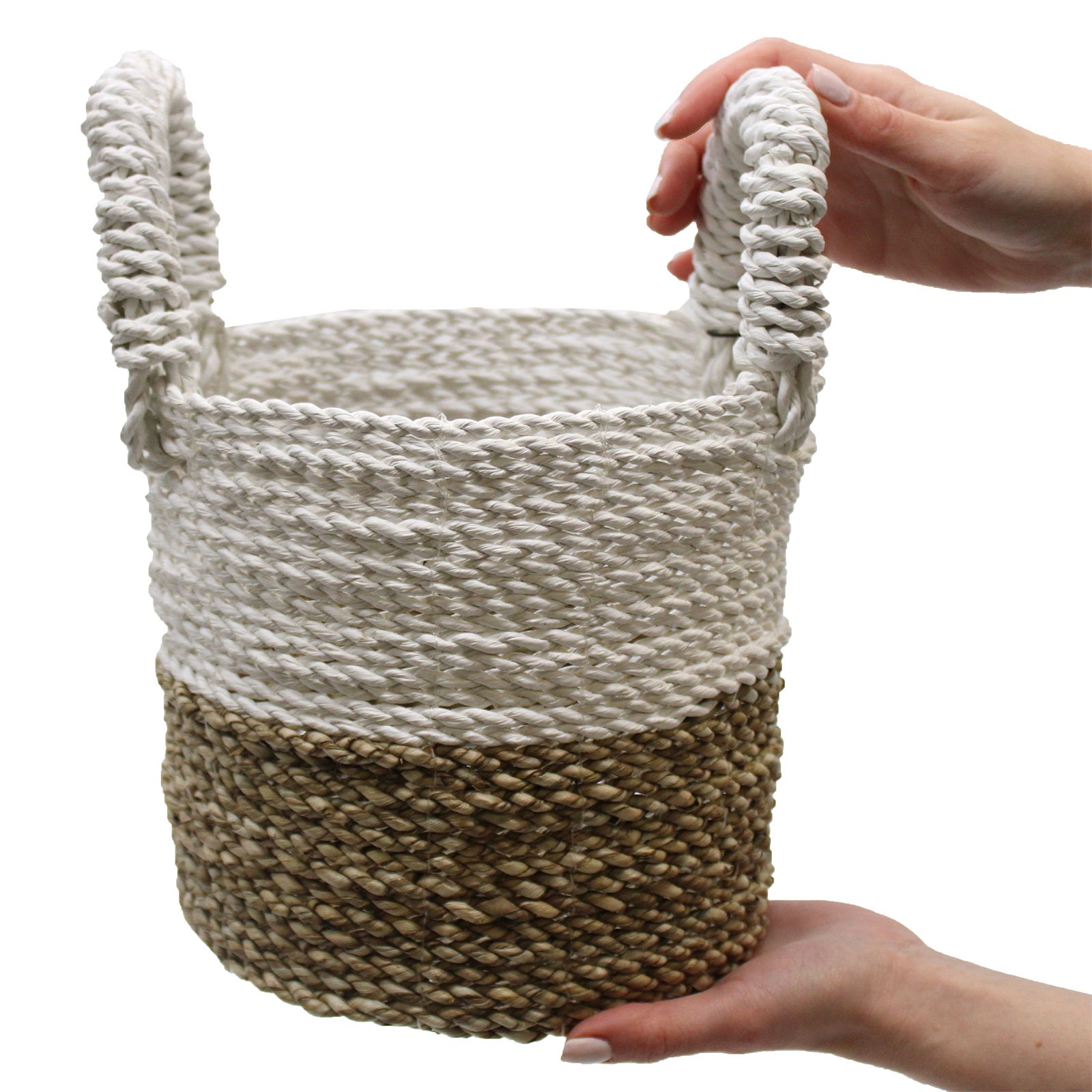 bG9jYWw6Ly9tZWRpYS85US8wRC82MFIzMEMxRzZSVDMwRDlRLzEyN2NiNWQ2LmpwZWc-4.jpg Seagrass Basket Set - Grey / Natural / White - Image 9