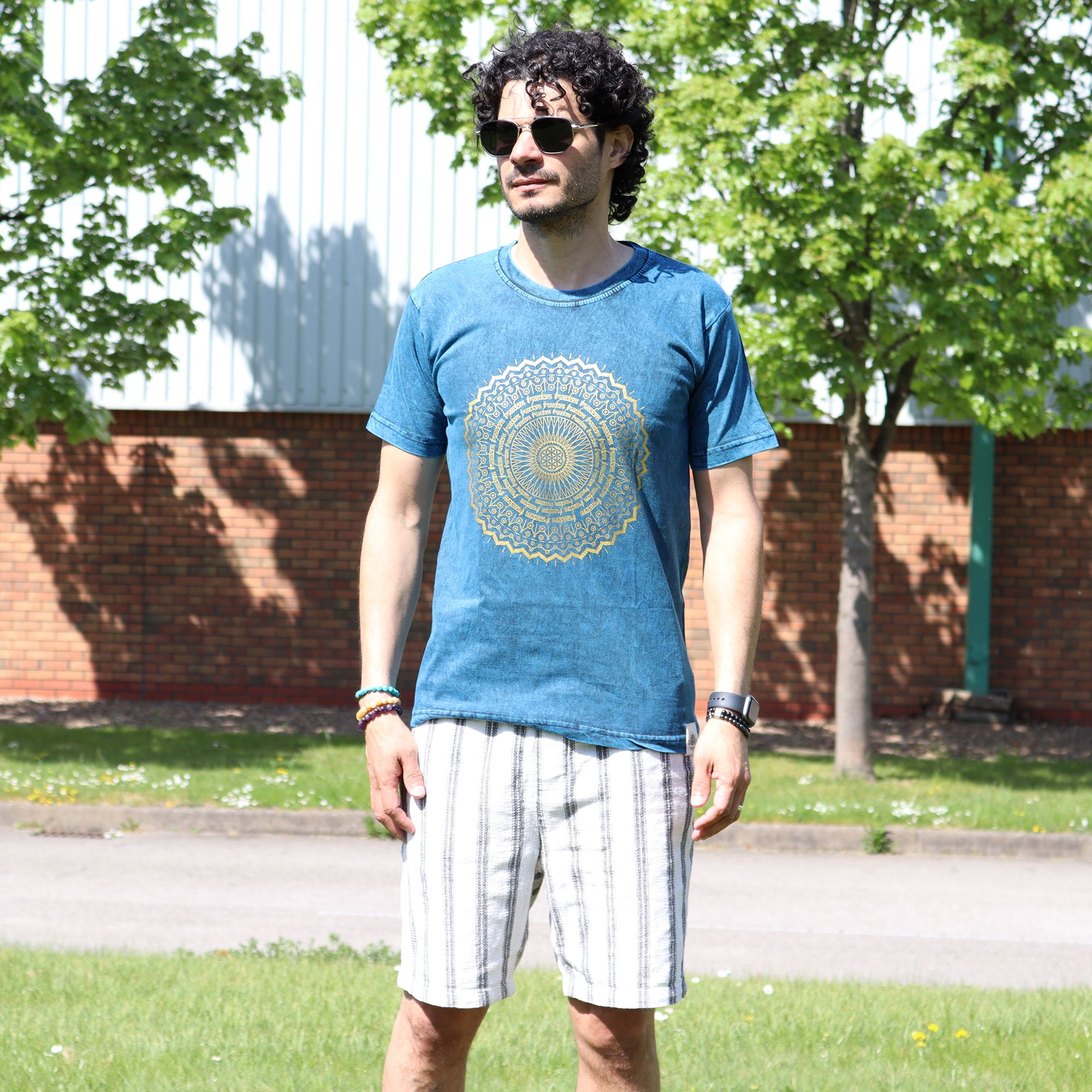 bG9jYWw6Ly9tZWRpYS85US9FQy82MFIzMEMxSDc0VEtFQzlRL2Q3NThhMmY1LmpwZWc.jpg Small Stone Washed T-Shirt - Mandala - Blue