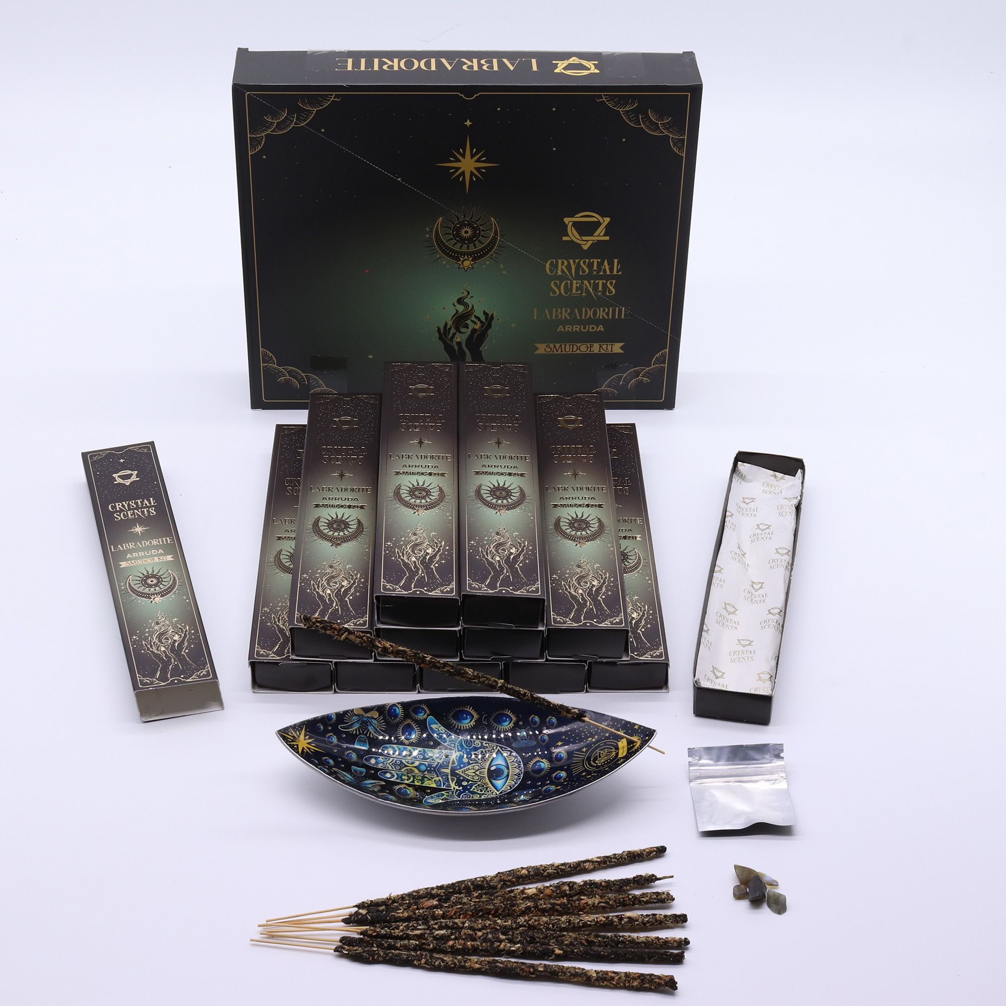 bG9jYWw6Ly9tZWRpYS85US9FRC82MFIzMEMxSjY0VDNFRDlRL2Y5MmI2MTA3LmpwZw-2.jpg Labradorite Crystal Scents Smudge Incense - Arruda - Image 3