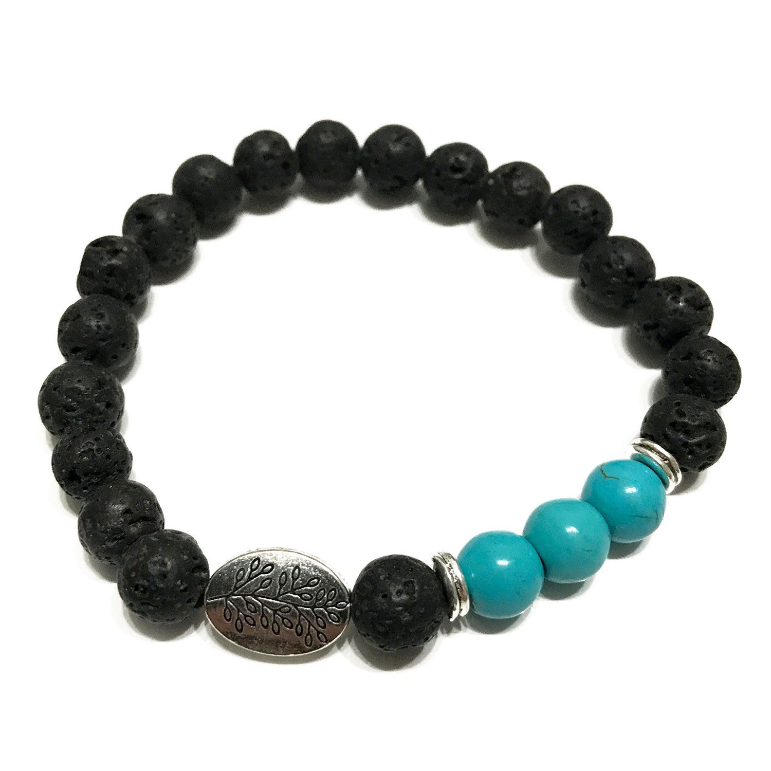 bG9jYWw6Ly9tZWRpYS85US9HRS82MFIzMEMxRzZNVDNHRTlRL2E3ZjIyYzc0LmpwZWc.jpg Lava Stone Bracelet - Leaf Turquoise