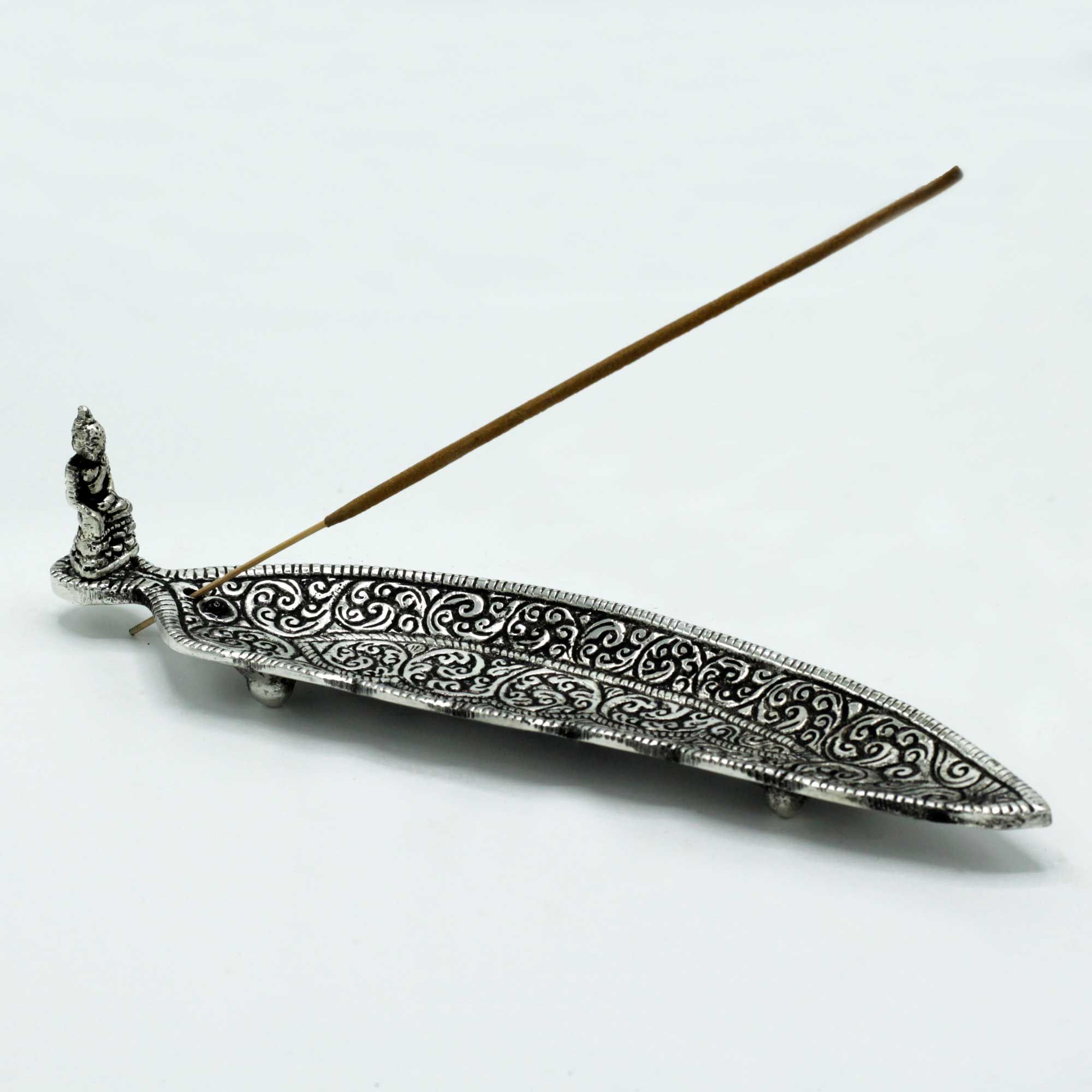 bG9jYWw6Ly9tZWRpYS85Ui80RC82MFIzMEMxRzZXUzM0RDlSL2MyMzYwY2M4LmpwZWc.jpg Polished Aluminum Buddha Long Shaped Incense Holder 23cm - Image 2
