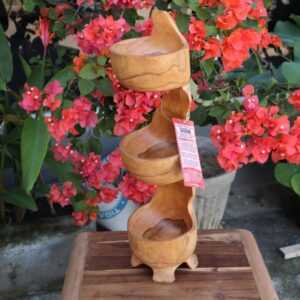 Teak Three Bowl Standing aprox 50cm | The Global Lifestyle Hub
