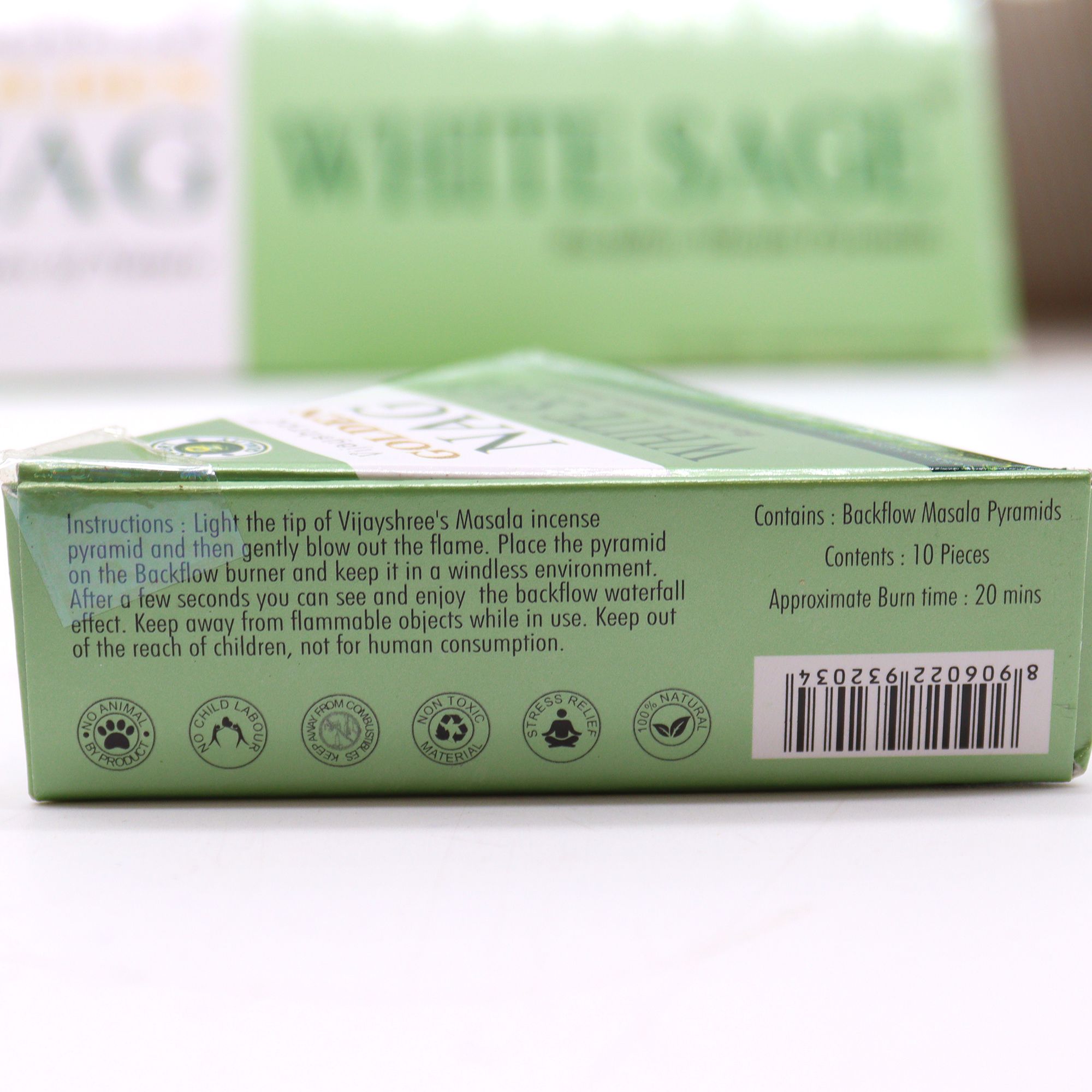 bG9jYWw6Ly9tZWRpYS85Ui8wQy82MFIzMEMxRzZSV0swQzlSLzNkMTk4Y2JhLmpwZWc.jpg 42g Jumbo Golden Nag - White Sage Backflow Incense Cones - Image 4