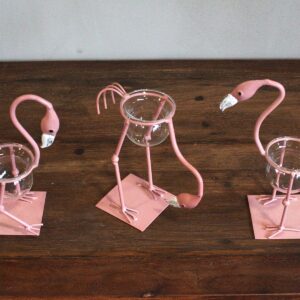 Hydroponic Home Décor - Pink Metal Flamingo Des 2