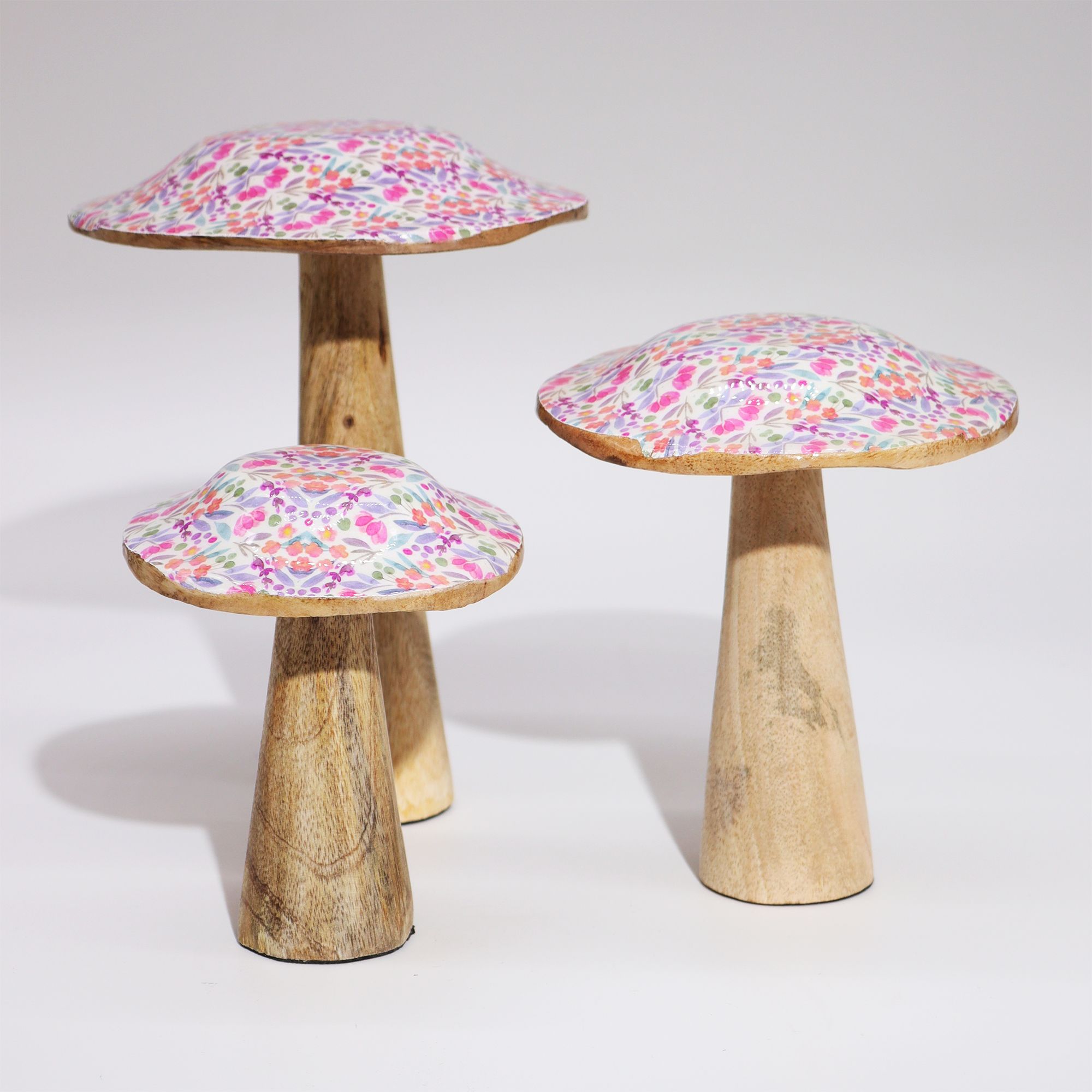 bG9jYWw6Ly9tZWRpYS85Uy8wQy82MFIzMEMxRzZXVDMwQzlTLzYzYmNmYmI4LmpwZWc-1.jpg Med Wooden Mushroom - Pretty Floral - Image 3