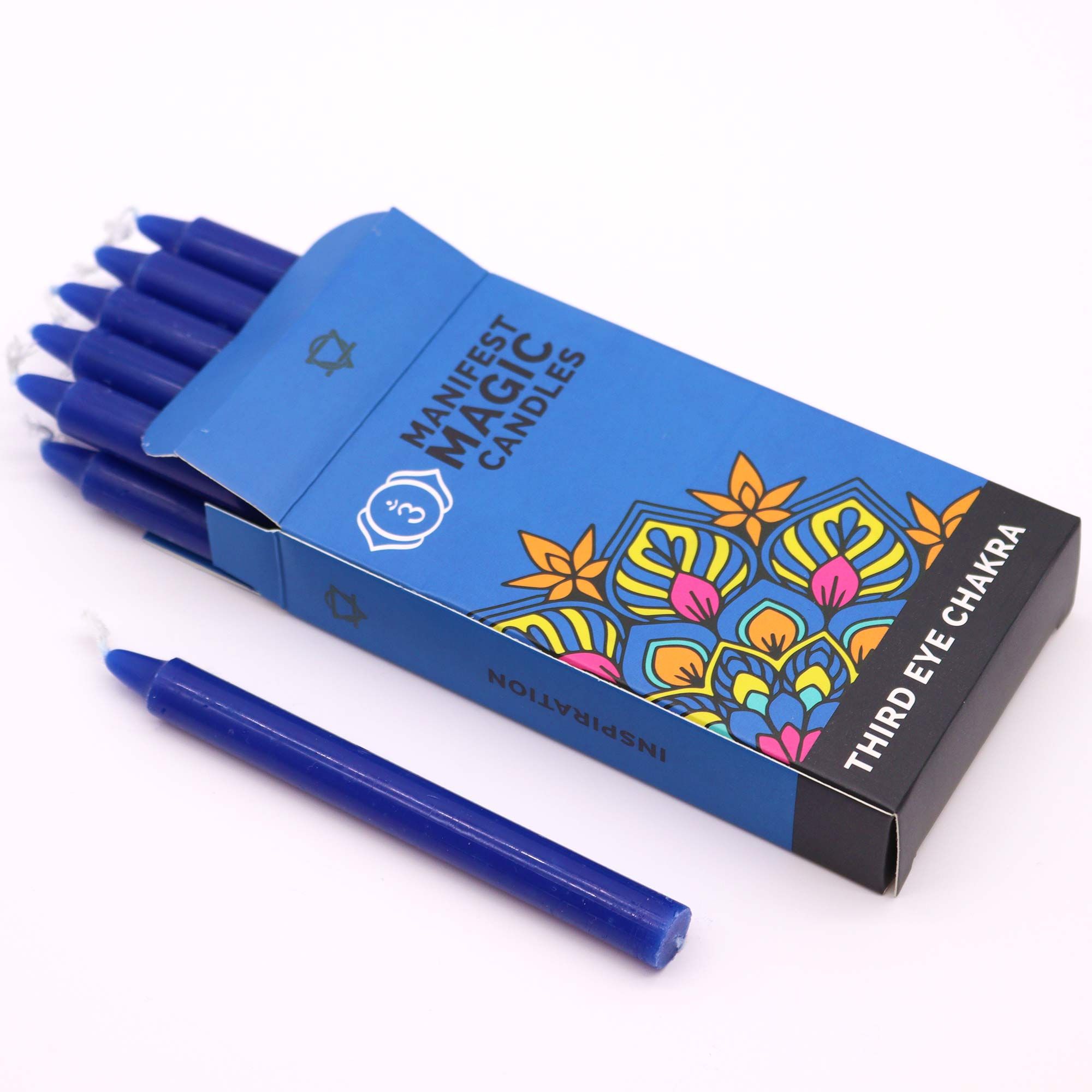 bG9jYWw6Ly9tZWRpYS85Uy9BRC82MFIzMEMxRzZSV0tBRDlTLzJjNjA0Njk0LmpwZWc.jpg Manifest Magic Candles (pack of 12) - Indigo - Third Eye Chakra - Image 3