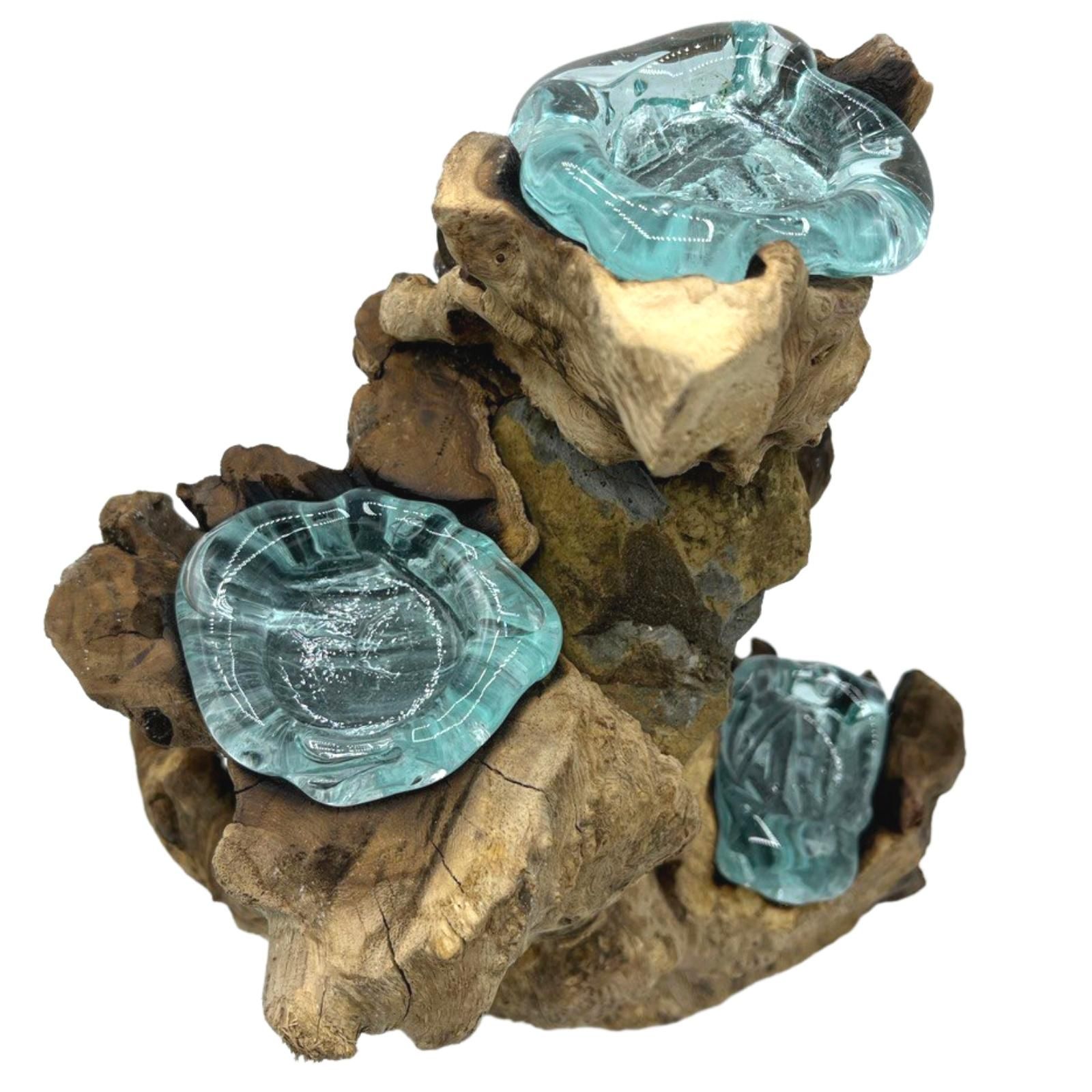 bG9jYWw6Ly9tZWRpYS8xRy9BQy82MFIzMEMxRzZSVjNBQzFHLzU3MDJiNjBiLmpwZWc.jpg Molton Glass Triple Candle Holder on Wood - Image 5