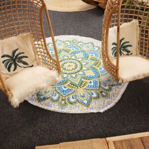 Large Mandala Roundy Art (180cm) - Yellow & Blue