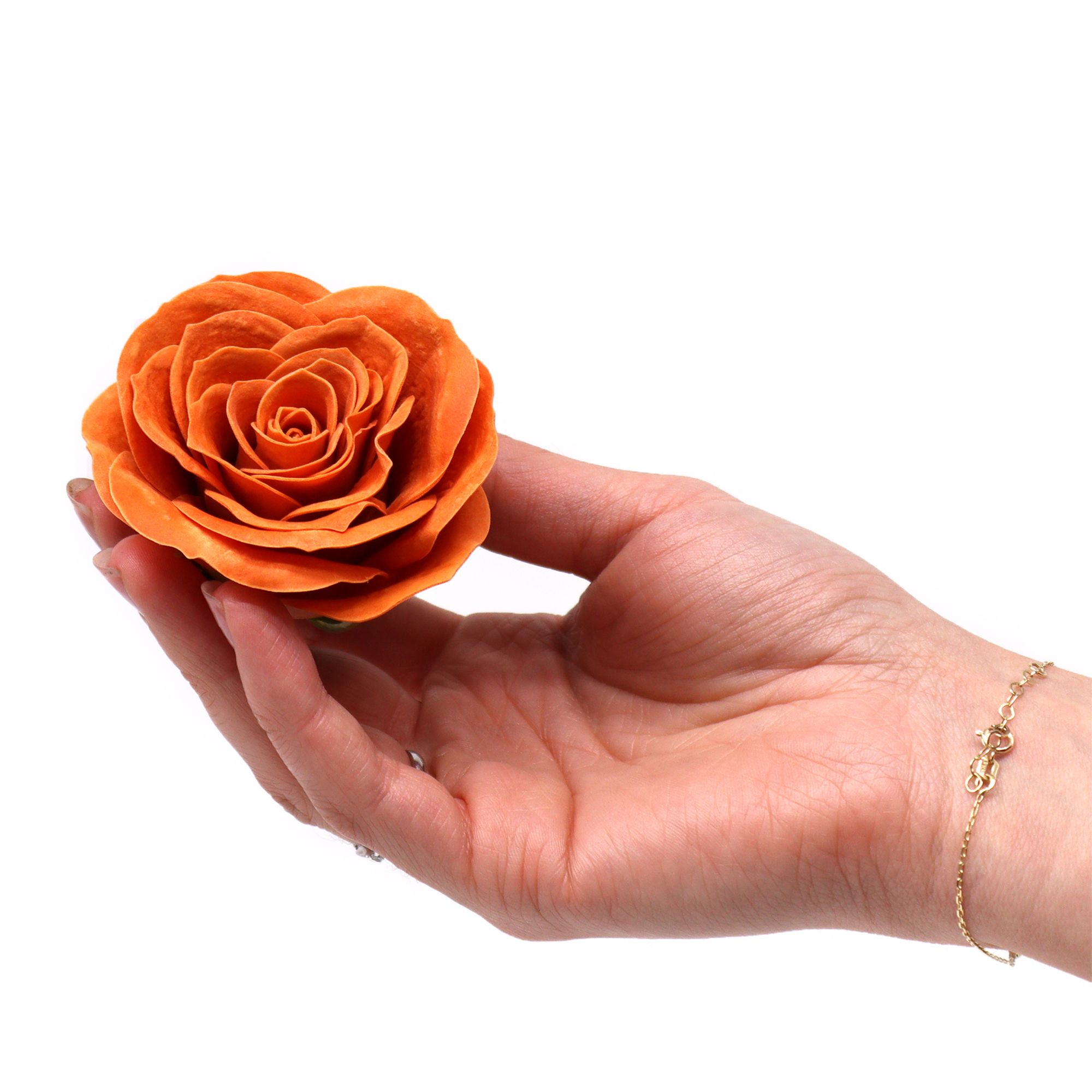 bG9jYWw6Ly9tZWRpYS8xSC8wRS82MFIzMEMxRzZXU0swRTFILzczMjA4NDIxLmpwZWc-1.jpg Flores de Sabão Artesanal Grandes (7 Camadas) Rosas Vintage - Laranja Java - Image 5