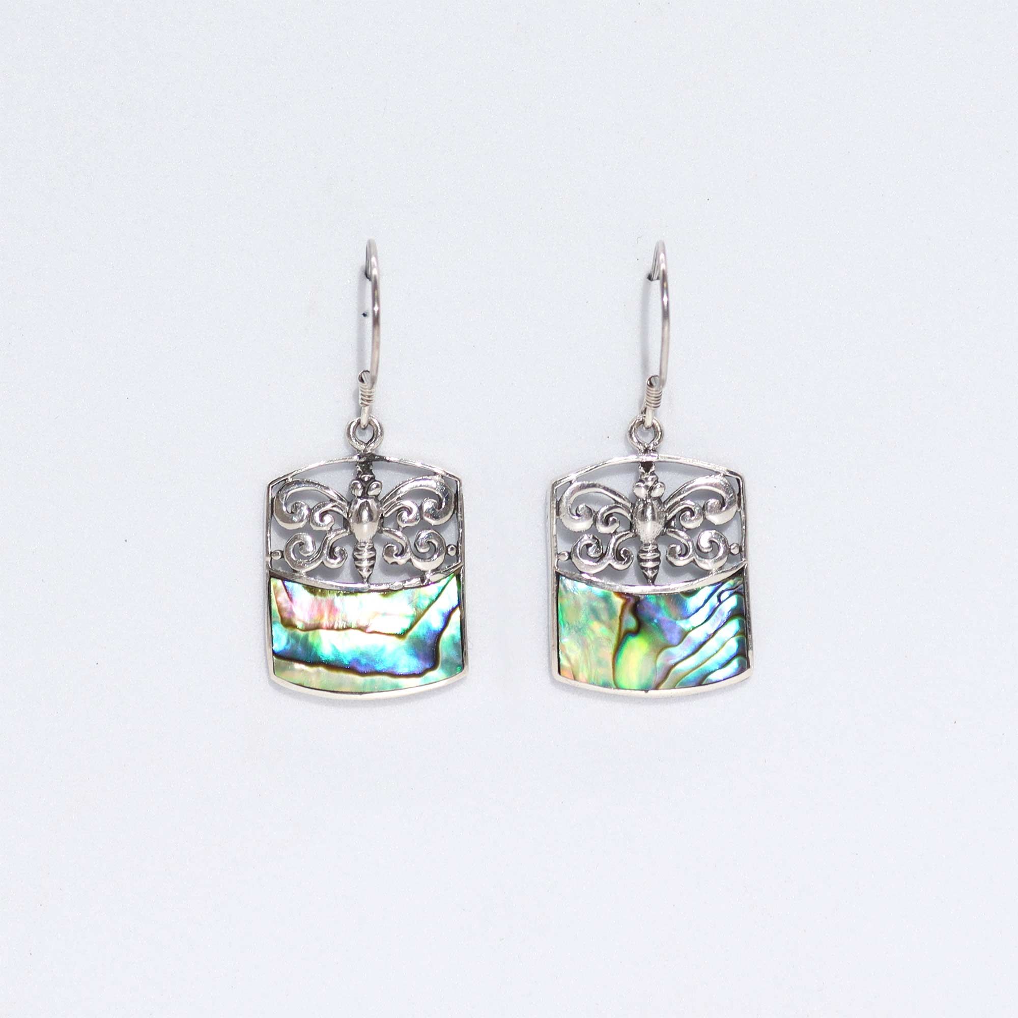 bG9jYWw6Ly9tZWRpYS8xSC8yRS82MFIzMEMxSDc0UksyRTFIL2IyMzY0MzAzLmpwZWc.jpg Shell & Silver Earrings - Dragonfly - Abalone