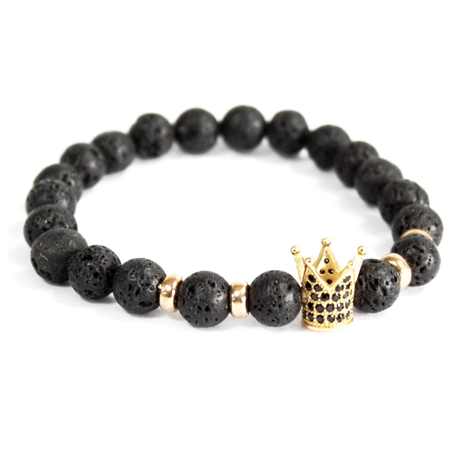 bG9jYWw6Ly9tZWRpYS8xSi84Qy82MFIzMEMxRzZNUks4QzFKLzY1YmJjOWY2LmpwZWc.jpg Gold Crown / Lava Stone - Gemstone Bracelet - Image 3