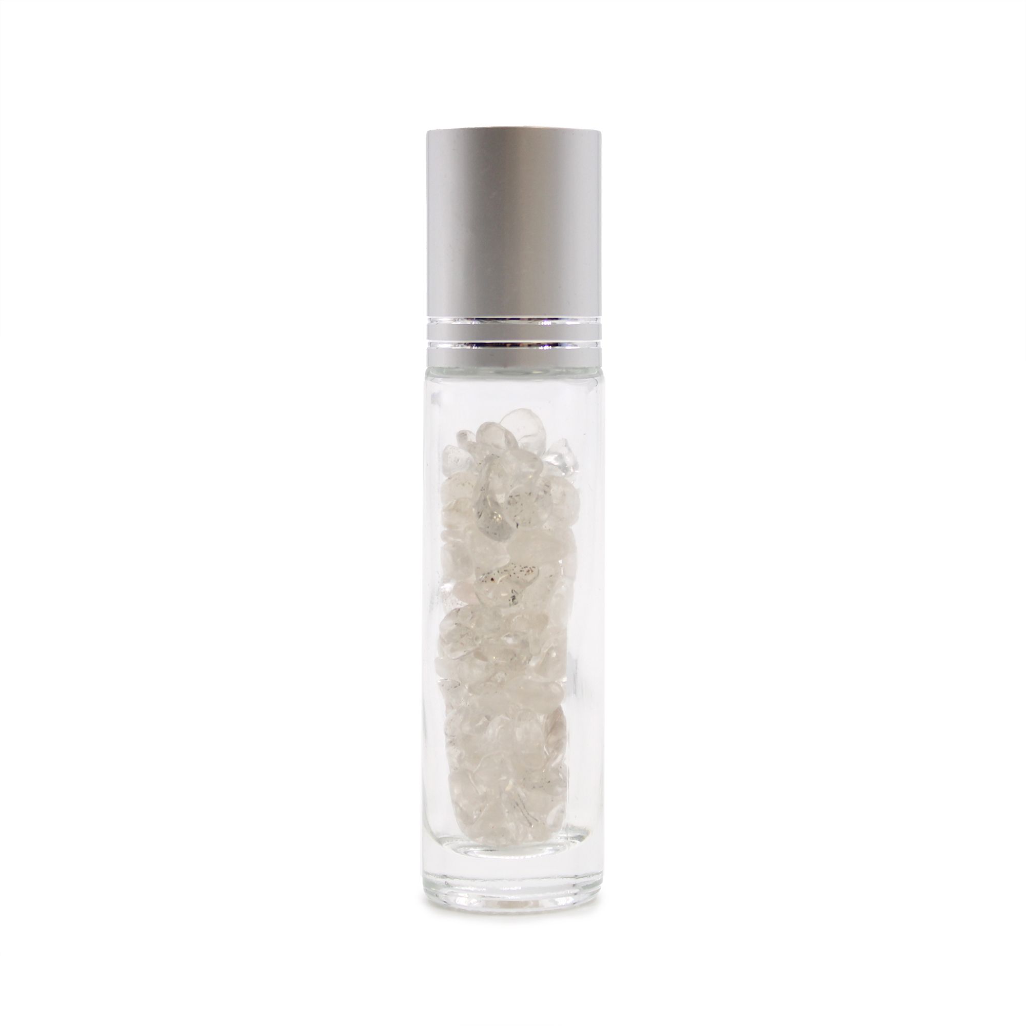 bG9jYWw6Ly9tZWRpYS8xSi9FQy82MFIzMEMxRzZSVktFQzFKL2MxYzM3OGVjLmpwZWc.jpg Gemstone Essential Oil Roller Bottle - Rock Quartz - Silver Cap