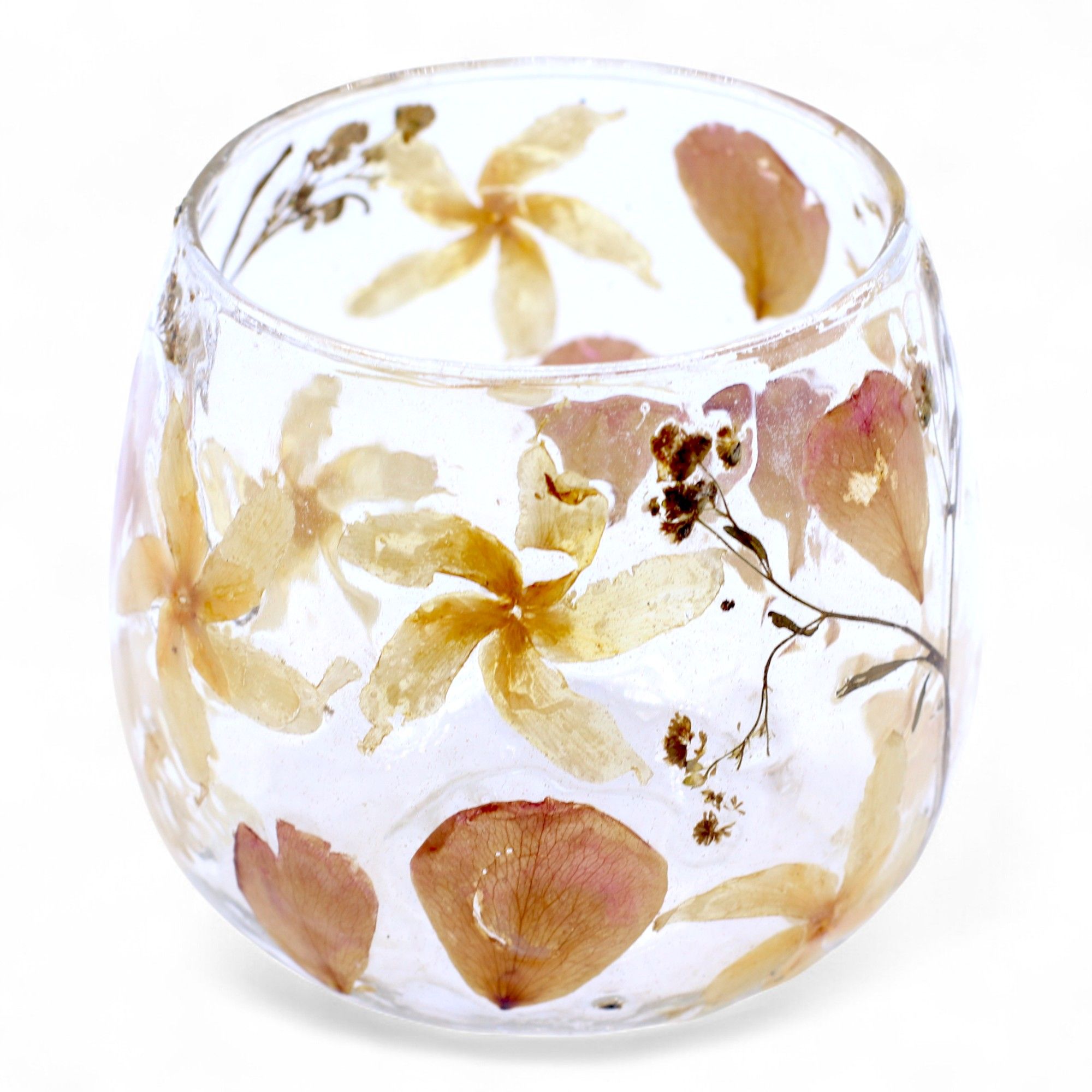bG9jYWw6Ly9tZWRpYS8xSi9FRC82MFIzMEMxSjY0UzNFRDFKL2ExN2YwY2FkLmpwZw.jpg Natural Floral Glass - Straight Candle Holder - Rosa - (8x8cm) - Image 3