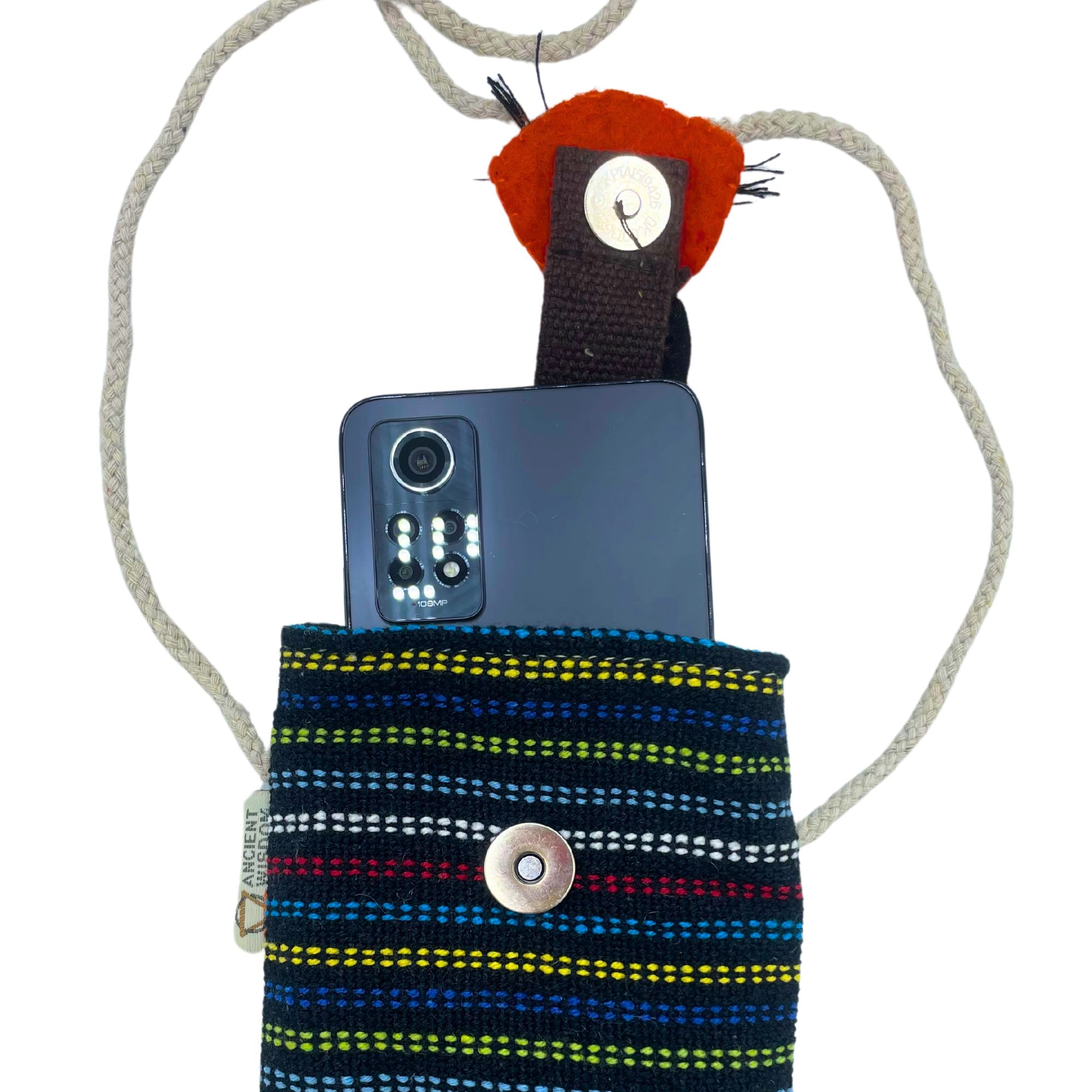 bG9jYWw6Ly9tZWRpYS8xSi9KRS82MFIzMEMxRzZXVDNKRTFKLzMzMTRhMmY5LmpwZWc.jpg Phone Holder Bag Black and Multi - fox decor - Image 2