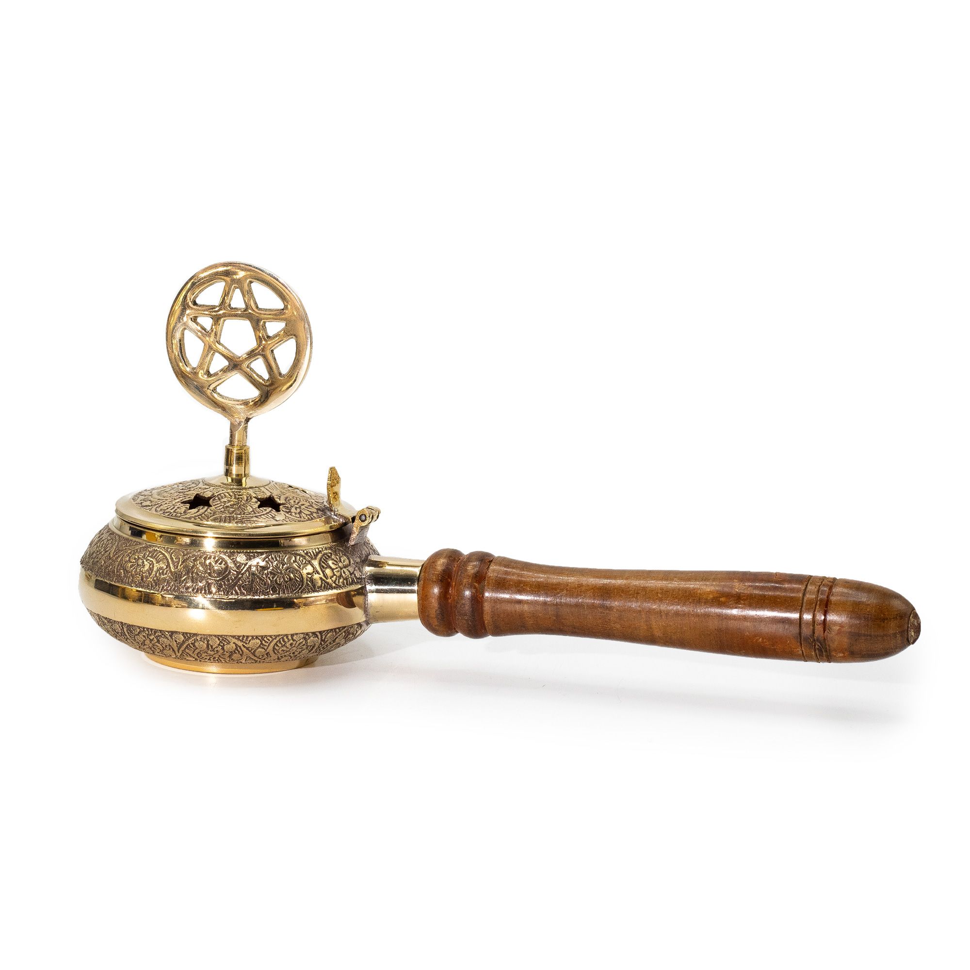 bG9jYWw6Ly9tZWRpYS8xSy8wRS82MFIzMEMxSjYwUjMwRTFLL2QxZTIyMGY5LmpwZWc.jpg Censer Incense Burner with Wooden Handle - Pentagram