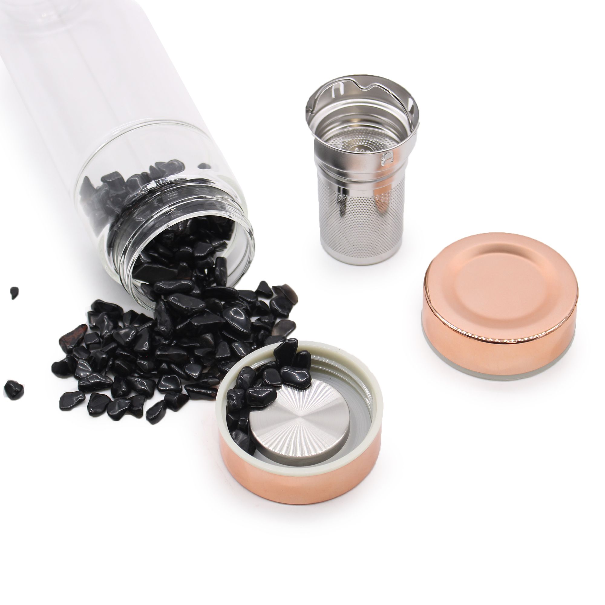 bG9jYWw6Ly9tZWRpYS8xTS9HRC82MFIzMEMxRzZSVktHRDFNL2NhOGFkNjg2LmpwZWc-4.jpg Crystal Glass Tea Infuser Bottle - Rose Gold - Rose Quartz - Image 5