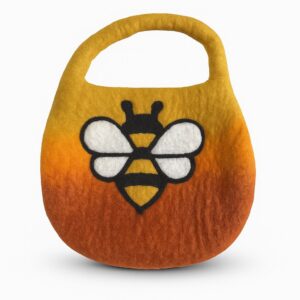 Water Felted Bee Bag - One Handle with Magnet - Sunrise Orange