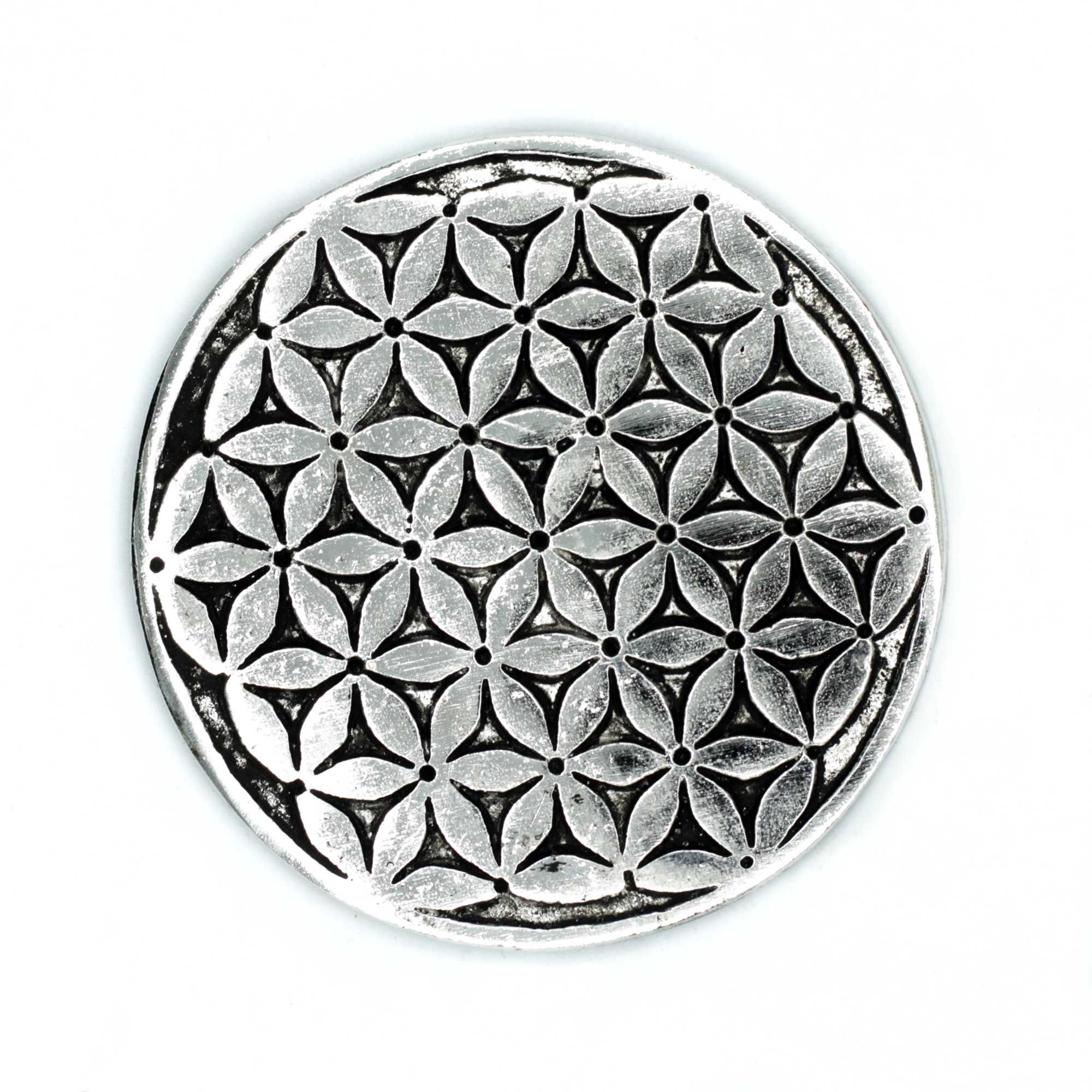 bG9jYWw6Ly9tZWRpYS8xUC80RC82MFIzMEMxRzZXUzM0RDFQL2ZjMGU1NmYzLmpwZWc.jpg Polished Aluminium Flower of Life Incense Holder 11cm