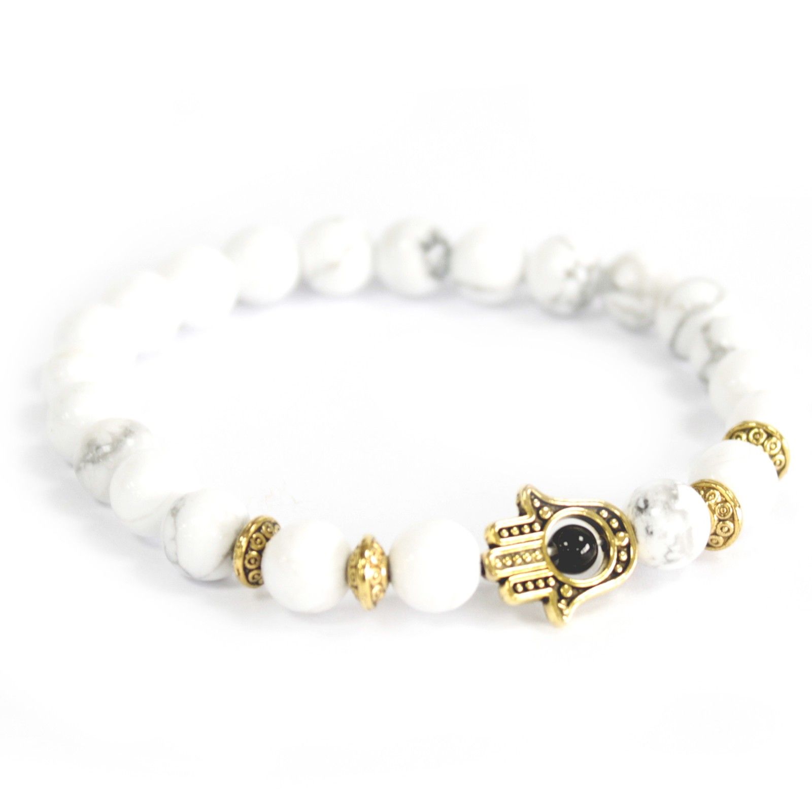 bG9jYWw6Ly9tZWRpYS8xUC84Qy82MFIzMEMxRzZNUks4QzFQL2Q0MjM2ZGJiLmpwZWc.jpg Gold Hamsa / White Stone - Gemstone Bracelet - Image 3