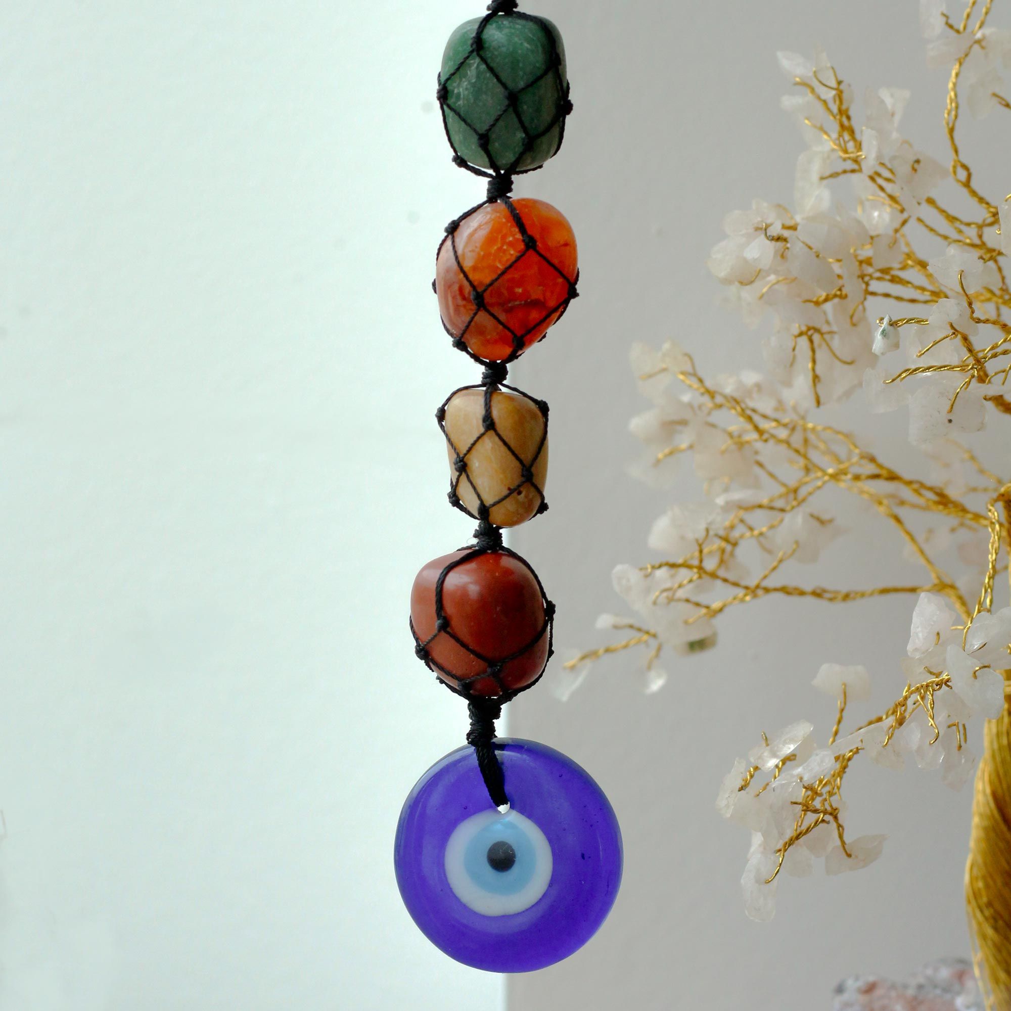 bG9jYWw6Ly9tZWRpYS8xUC8yRS82MFIzMEMxRzZXVDMyRTFQL2M0MWU1ZjU1LmpwZWc.jpg Hanging Chakra Stone Pendant - Evil Eye - Image 2