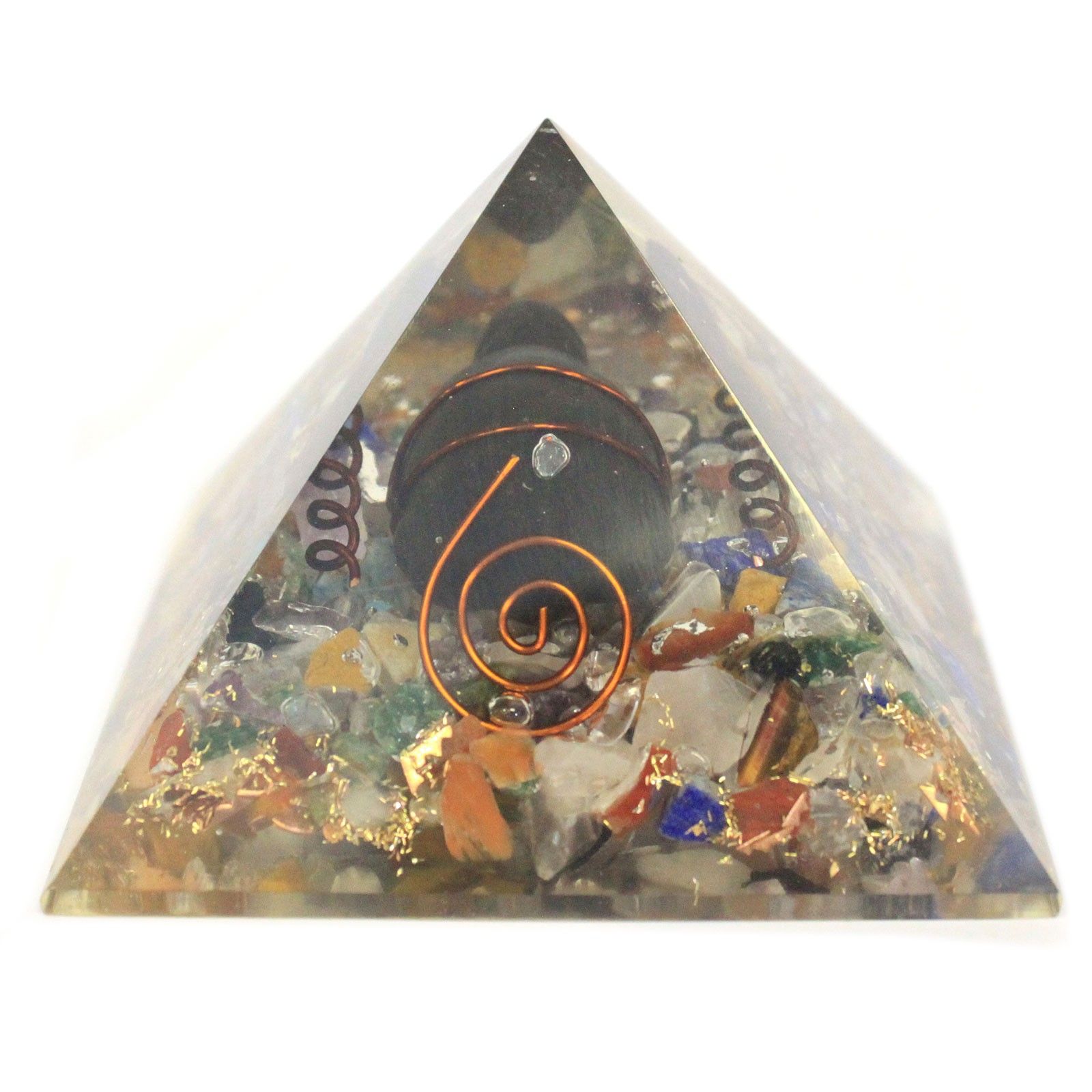 bG9jYWw6Ly9tZWRpYS8xUC9FRC82MFIzMEMxRzZHU0tFRDFQLzE3YmI4NTQ1LmpwZWc.jpg Med Orgonite Pyramid 60mm Gemchips, Copper, Turtle