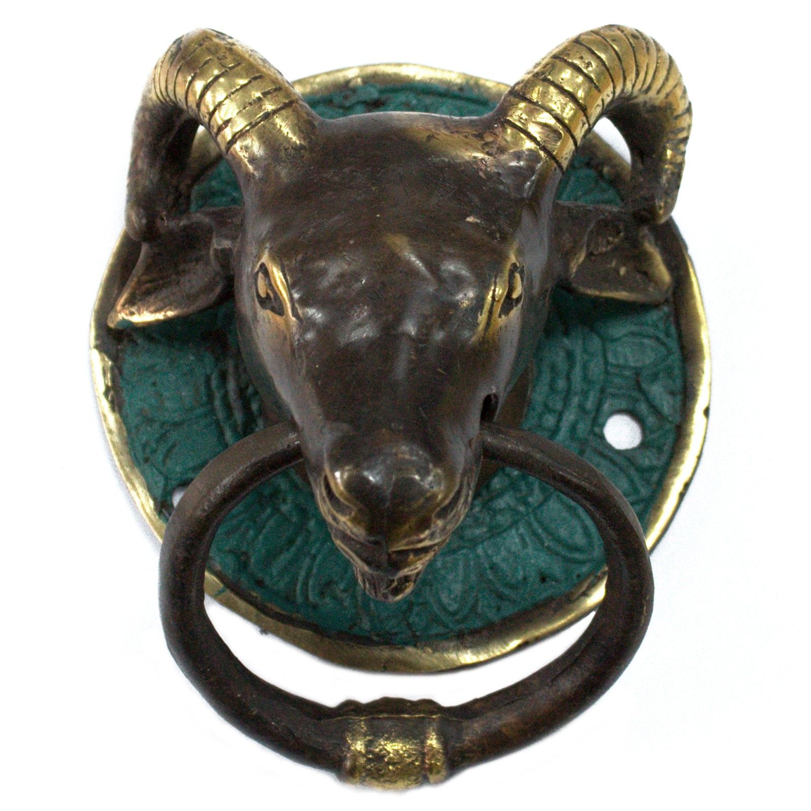 bG9jYWw6Ly9tZWRpYS8xUS80Qy82MFIzMEMxRzZNUjM0QzFRL2NhODdhODYxLmpwZWc.jpg Brass Door Knocker - Rams Head - Image 2