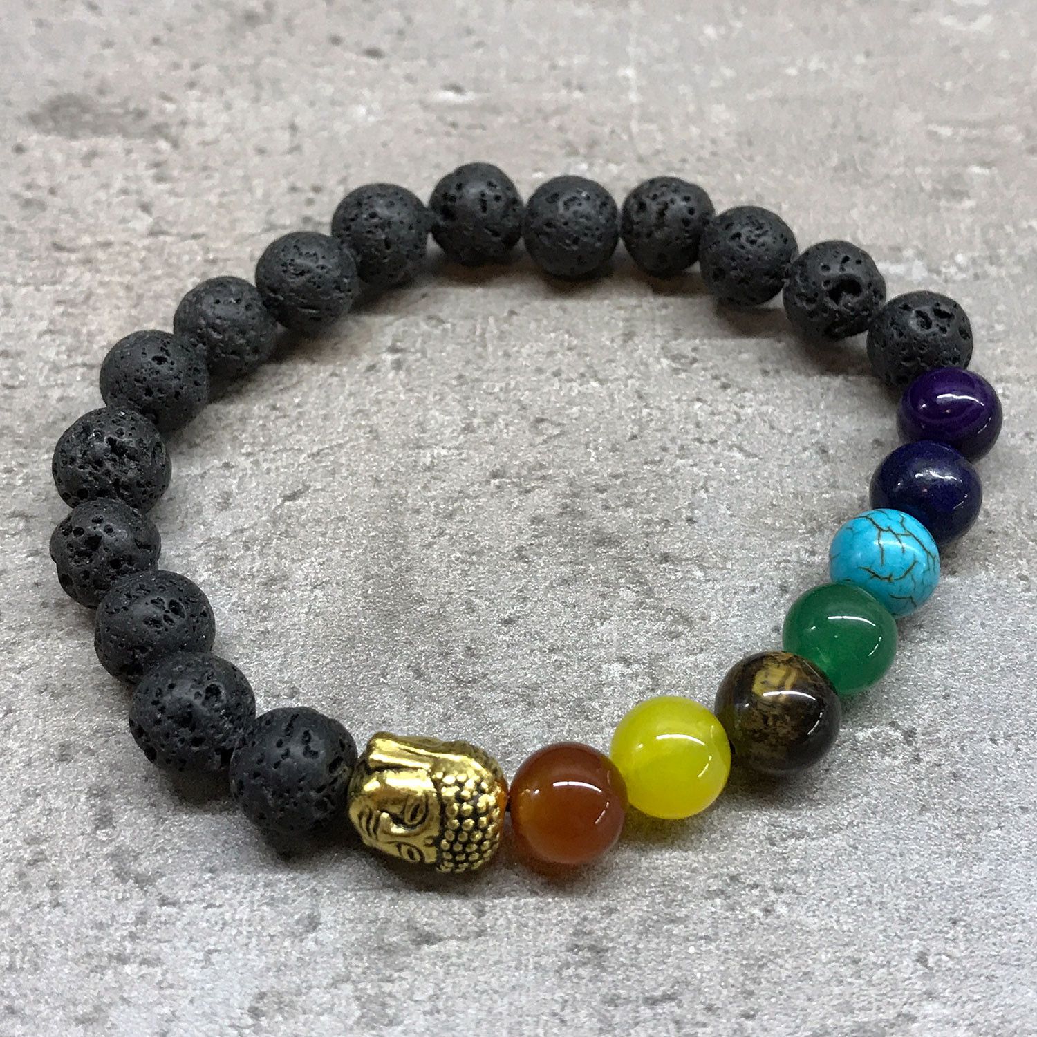 bG9jYWw6Ly9tZWRpYS8xUi9HRS82MFIzMEMxRzZNVDNHRTFSLzM3MThiOGEyLmpwZWc.jpg Lava Stone Bracelet - Buddha Chakra - Image 2