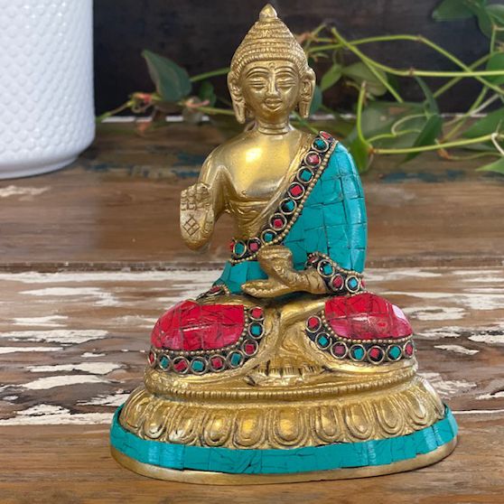 bG9jYWw6Ly9tZWRpYS8xUy8yRC82MFIzMEMxRzZSUksyRDFTLzZiM2JjZjZjLmpwZWc.jpg Brass Buddha Figure - Blessing - 15cm - Image 3