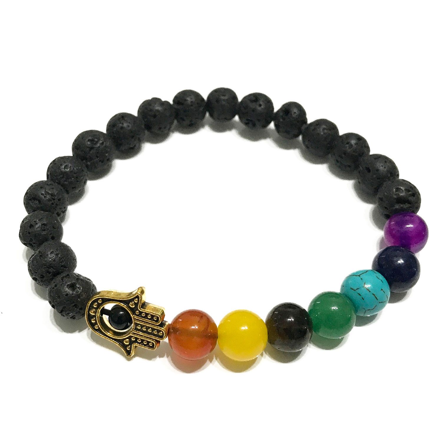 bG9jYWw6Ly9tZWRpYS8xUy9HRS82MFIzMEMxRzZNVDNHRTFTLzM5NmIzNTlmLmpwZWc.jpg Lava Stone Bracelet - Hamsa Chakra