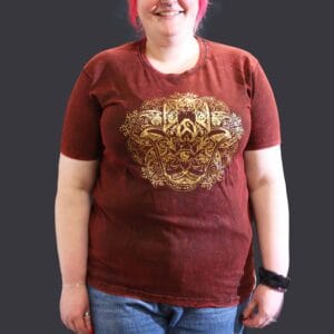 XLarge Stone Washed T-Shirt - Hamsa - Maroon
